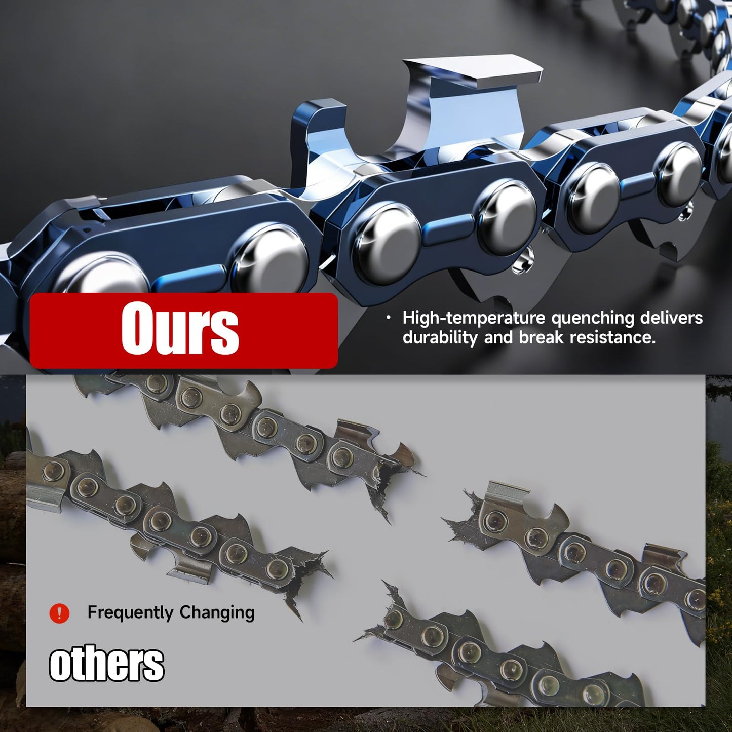 5 Pack 18 Inch Chainsaw Chain 3/8" LP Pitch .050" Gauge 62 Drive Links Fits Poulan, Kobalt, Echo, Ego, Greenworks and More