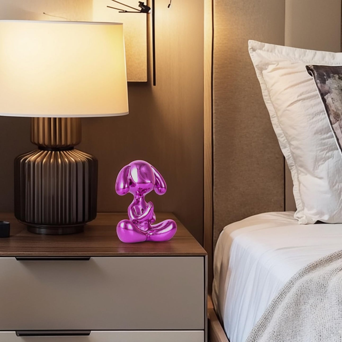Purple Balloon Dog Statue in Meditation Pose - Small Balloon Dog Decor, Cute Preppy Room Ornament for Shelf, Desk, Vanity, Entryway or Office, Figurine Gift for Teen Girls, Clean Girl Room Aesthetic