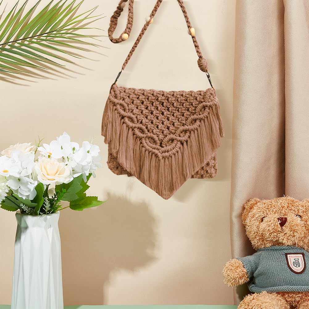 INFUNLY DIY Macrame Bag Kit for Adults Beginners Macrame Handmade Woven Bags with Tassels Bohemian Knotting Handbag Macrame Kit Crochet Bag Kit with Video Instruction for Women Holiday Beach Decor