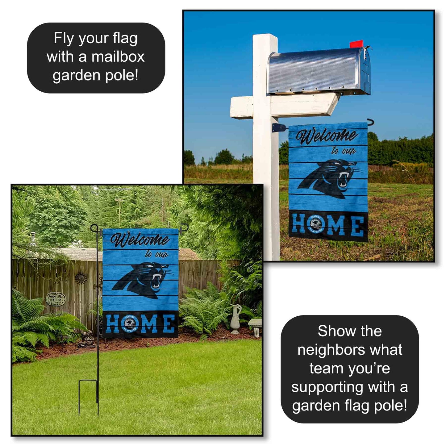 Carolina Panthers Welcome Home Decorative Garden Flag Double Sided Banner