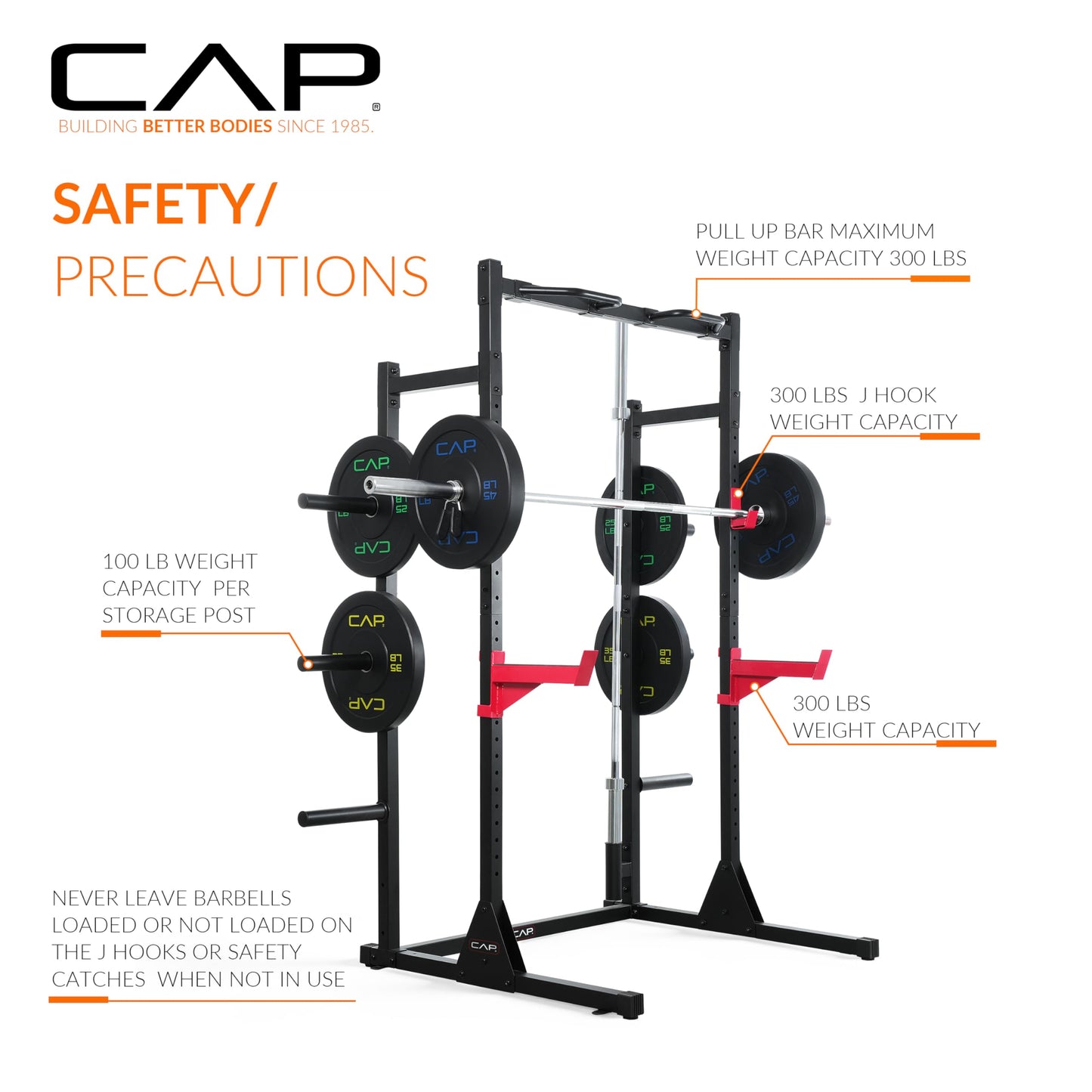 Cap Power Rack with Pull Up Bar & Attachments - Squat Rack & Strength Training Power Cage for Home Gym - Green