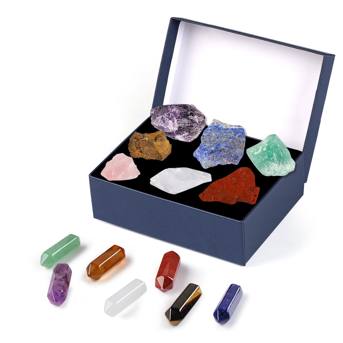 14 PCS Healing Crystals Stones Set for Energy Alignment, Natural Wands Pocket Amethyst, Crystal Rose Quartz, Assorted Raw Chakra Stones Positive Energy for Spiritual Meditation, Valentine's Day Gift