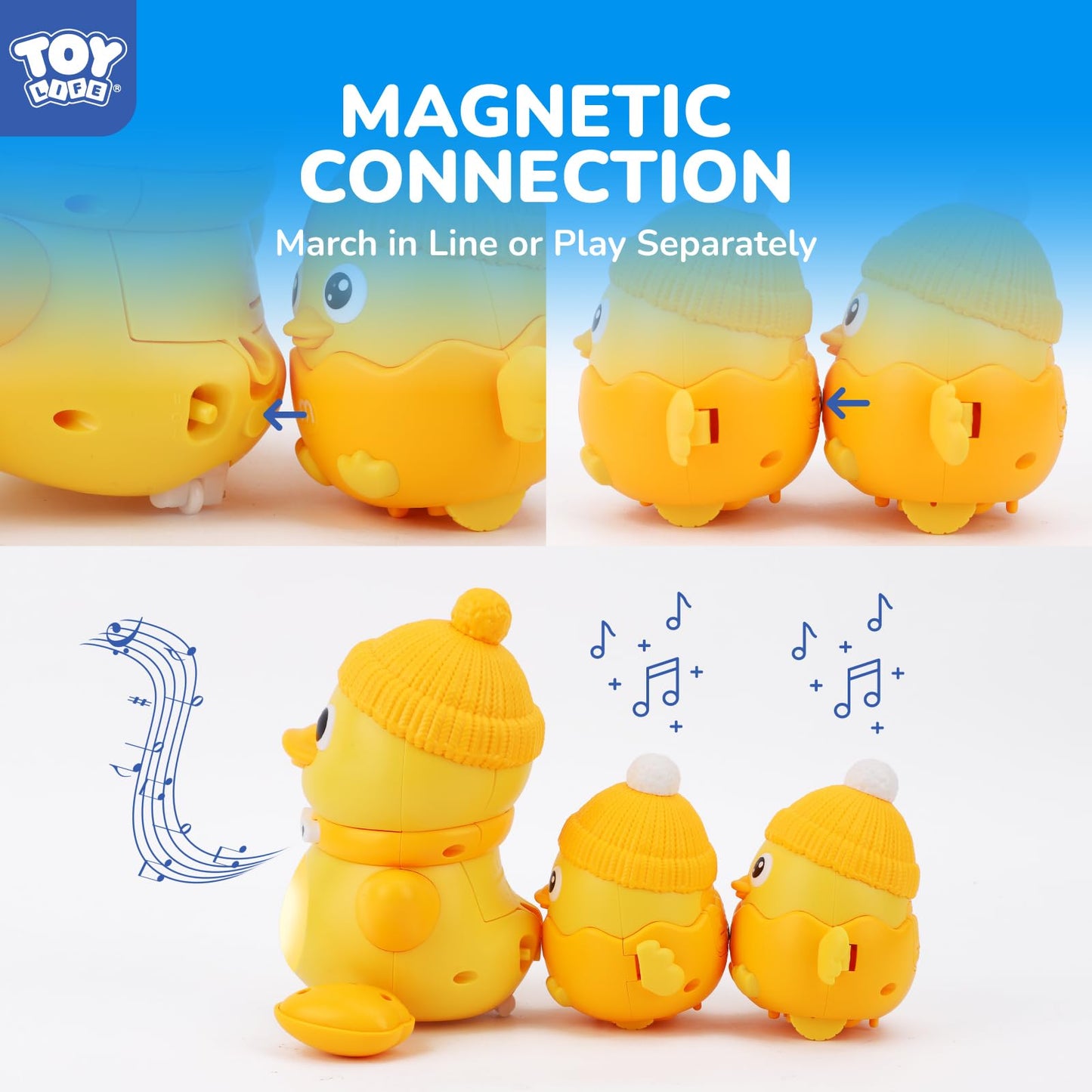 TOY Life Baby Tummy Time Toys 6-12 Months Musical Crawling Toys Dancing Duck Toy Set with Mama & Baby Ducklings, Interactive Duck Family, Easter Birthday Gift for 1 Year Old Boy Girl
