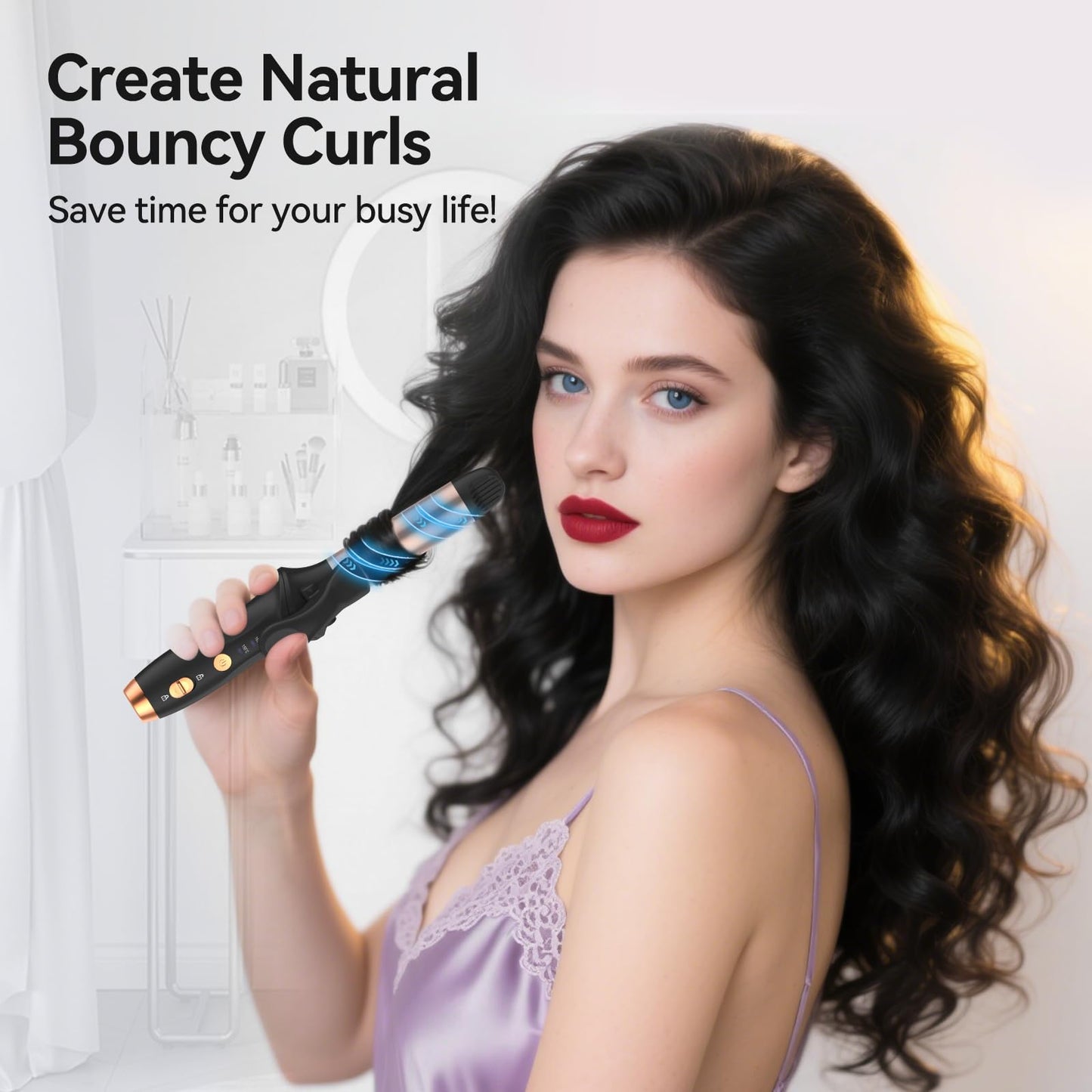 Cordless Curling Iron Hair Curler: Mini USB Rechargeable 4000 mAh 3 Temp Setting Travel Portable Hair Curler with 200 Million Negative Ion Cordless Curling Iron