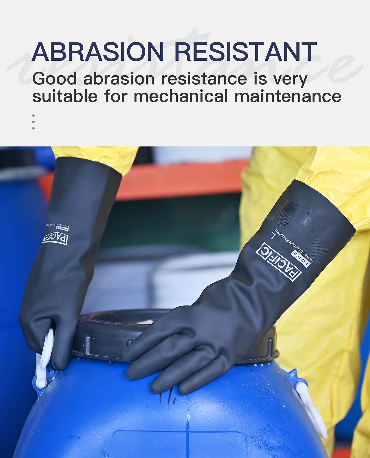 PACIFIC PPE 2 Pairs Chemical Resistant Gloves, Heavy Duty Industrial Rubber Gloves, Resist Acid, Alkali and Oil, 12.6", X-Large