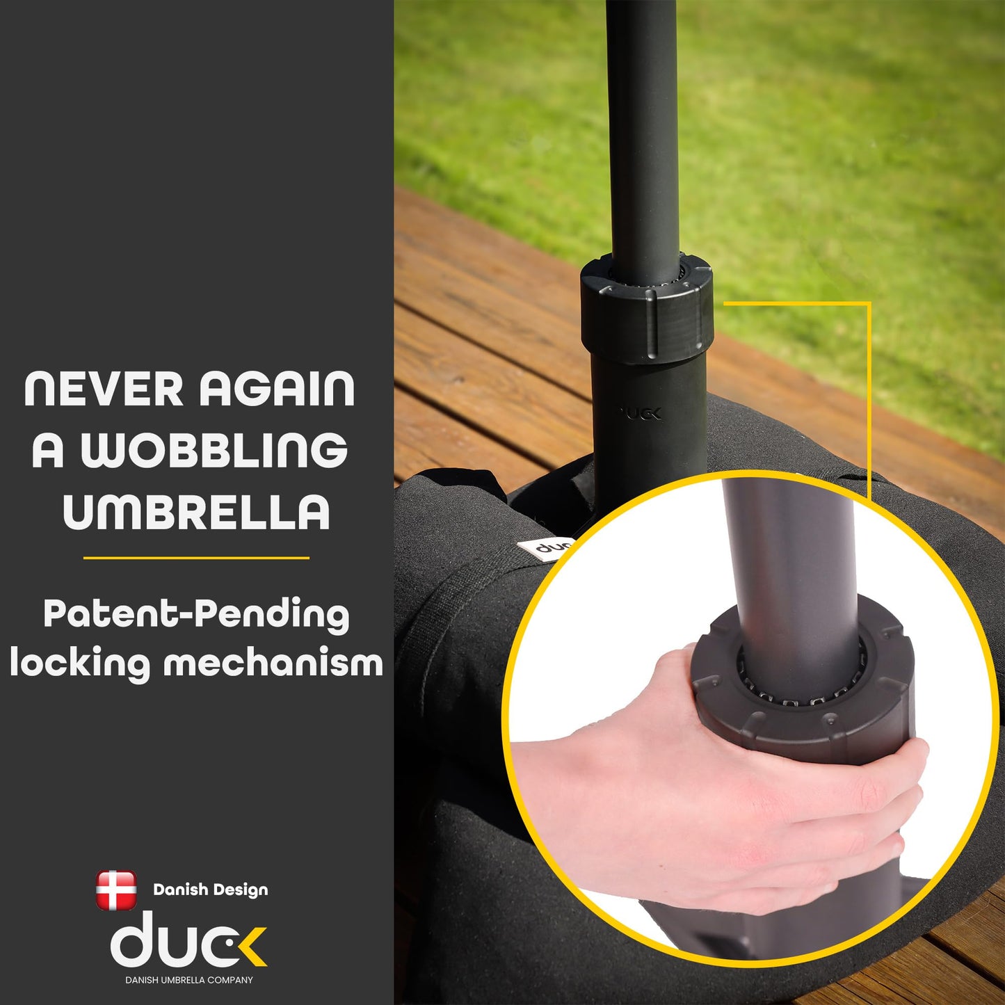 DUC 100lbs Patio Umbrella Base | Wobble-Free Outdoor Umbrella Base | Easy to Move Umbrella Stand Outdoor Base for Patio and Garden | This Patio Umbrella Stand fits 30-52mm Poles