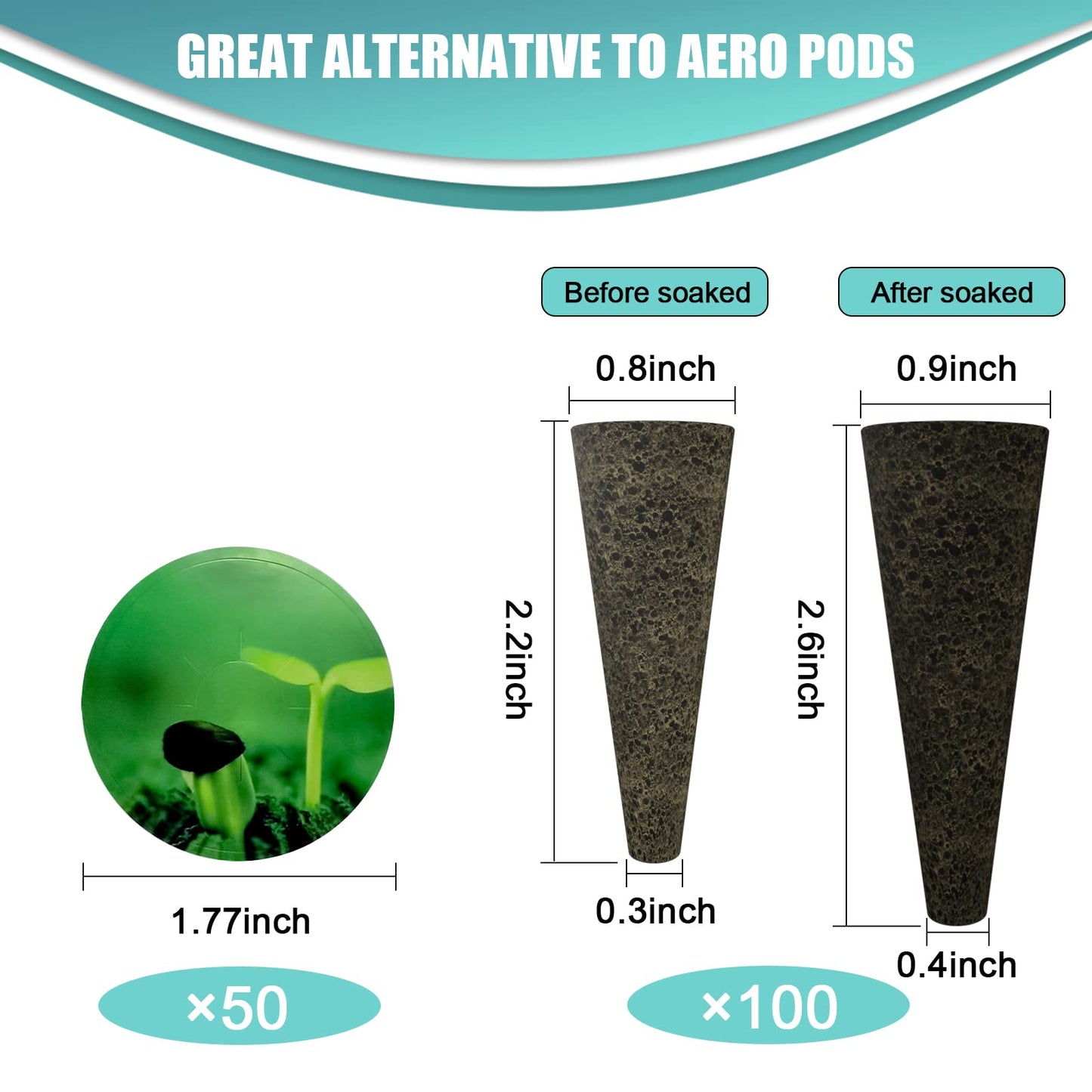 Haligo 150pcs Seed Pod Kit for Hydroponics, Grow Anything Kit with 100pcs Grow Sponges, 50pcs Pods Labels, Hydroponics Pods Replacement Compatible with Hydroponics Growing System from All Brands