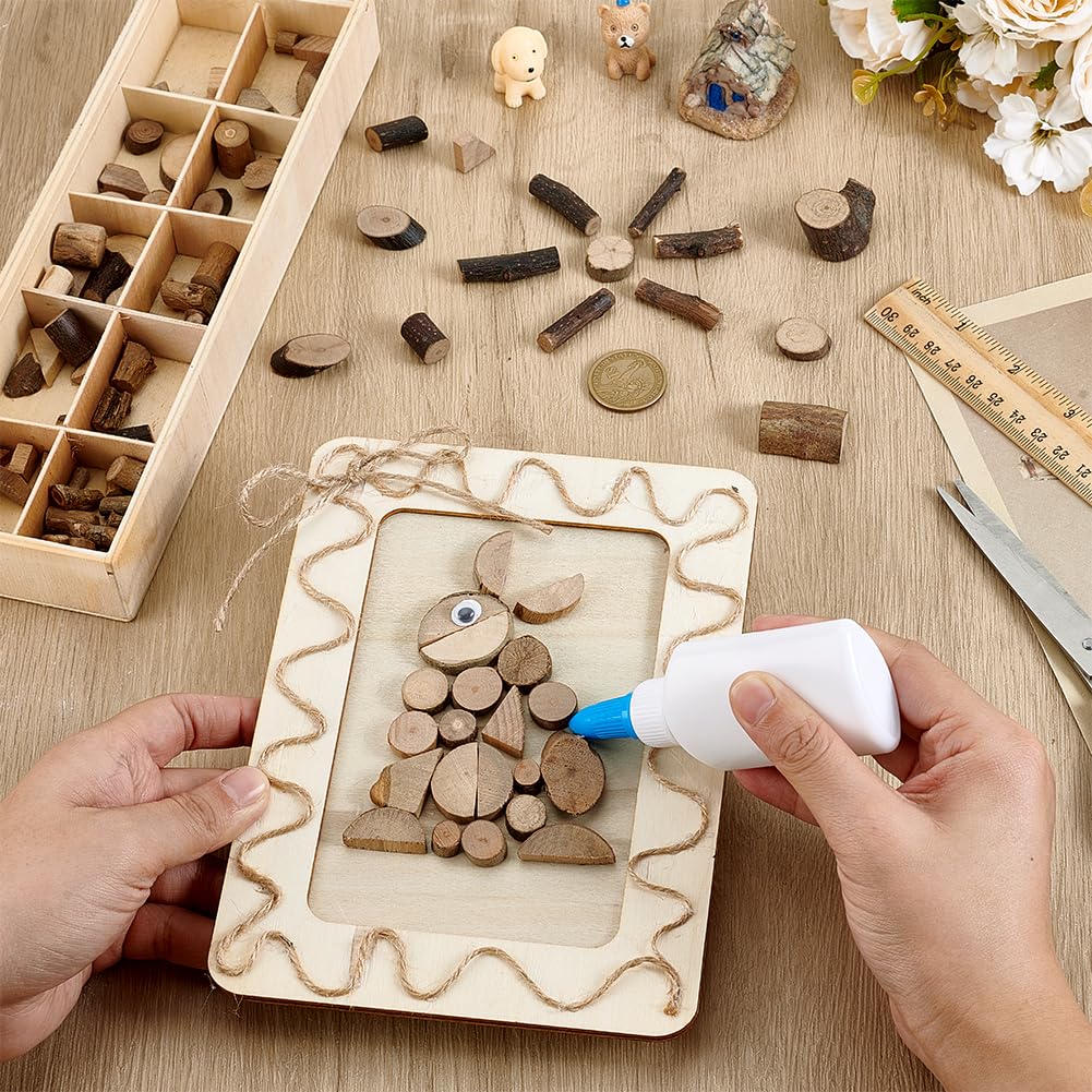 PH PandaHall Wooden Unfinished Craft Kits, Natural Wood Slices Loose Parts Play Materials Art Supplies for DIY Painting Building Sorting Activities Projects