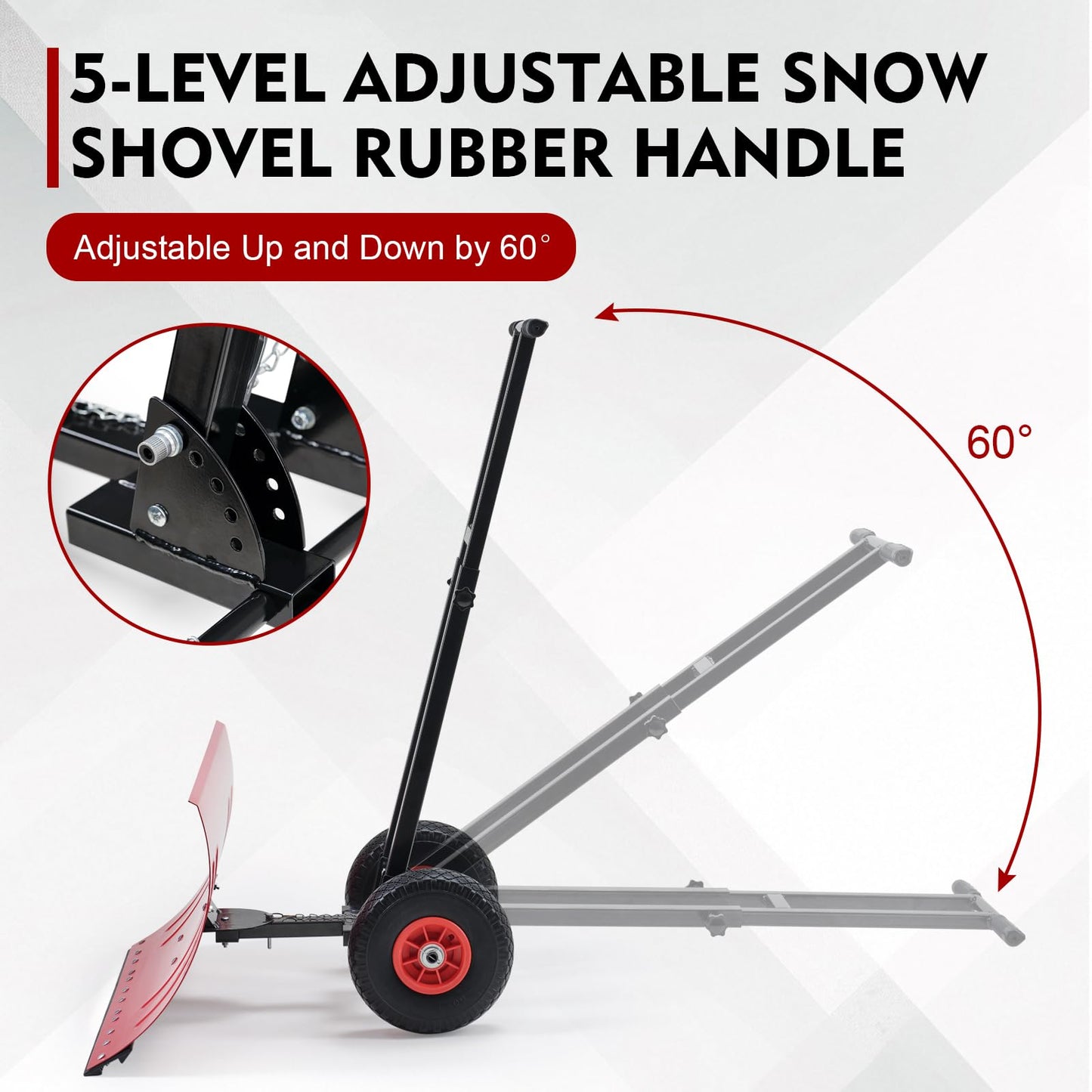 ONECHOI Snow Shovel with Wheels, 29X16.5inch Angled Steel Blade，Heavy-Duty Snow Shovel Pusher and Plow with Height Adjustable Handle for Driveway and Efficient Snow Removal (29 Inch X16.5 Inch)