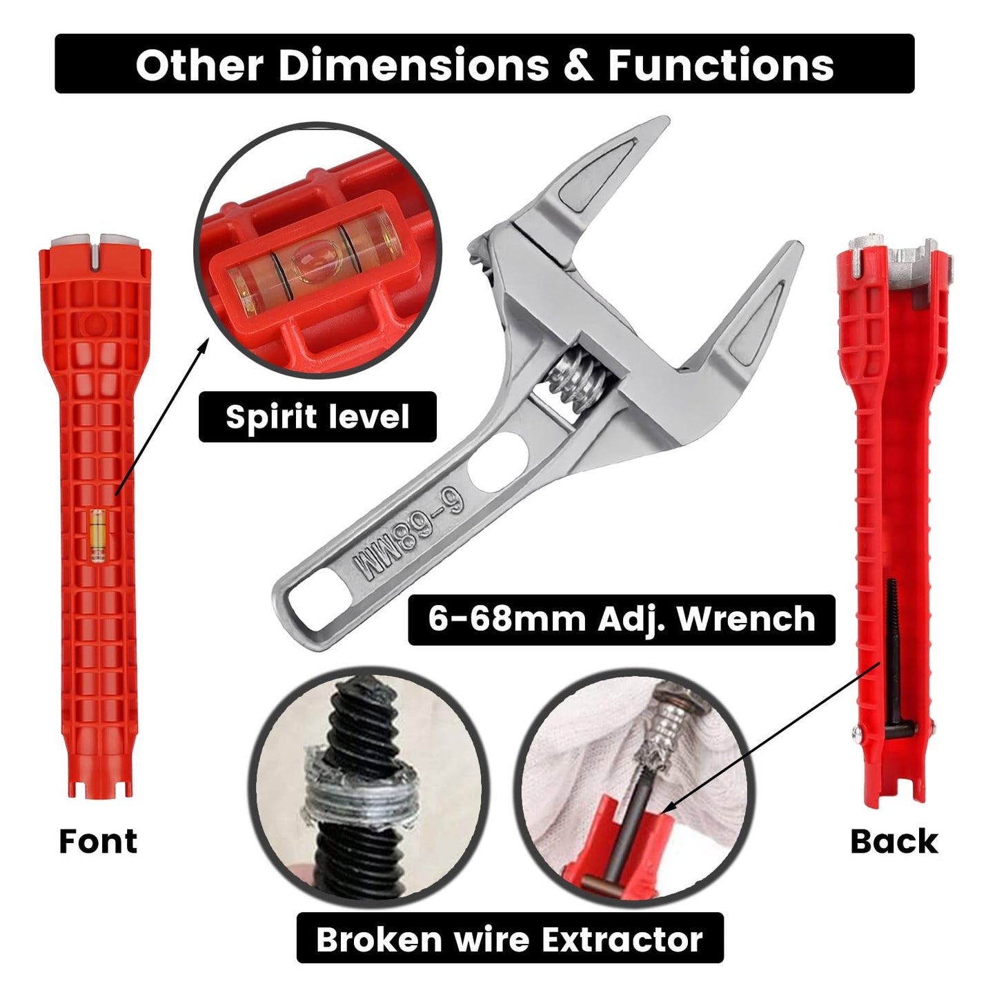 Minson's BestShop 14-in-1 Faucet & Sink Installer Wrench for Tight Spaces – Multi-Purpose Plumbing Tool Kit with Bonus Wide-Jaw Adjustable Wrench – Ideal for Kitchen, Bathroom, Toilet Repair