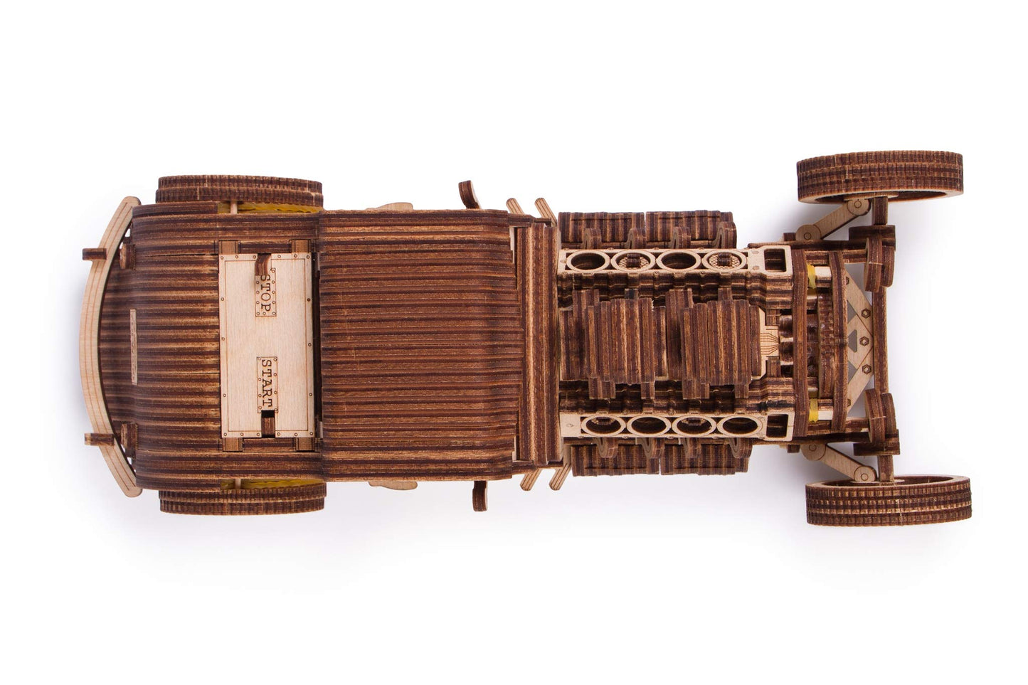 Wood Trick Hot Rod Wooden Model Car Kit to Build - Rides up to 32 feet - Detailed - 3D Wooden Puzzles for Adults to Build - Engineering DIY Mechanical Wood Model Kits for Adults