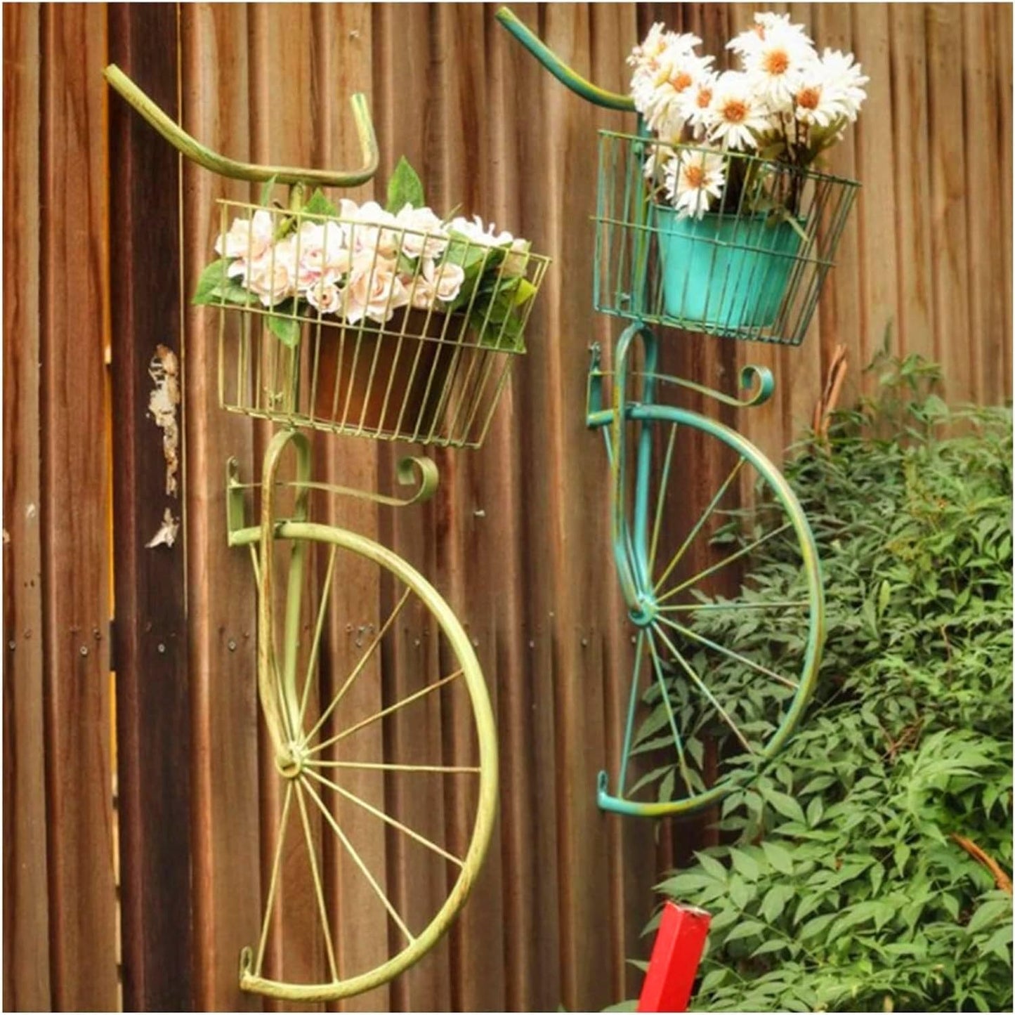 Asiwnshw Metal Bicycle Planter, Bike Flower Plant Stand, Flower Display Stand Cart Hand Painted Metal Bicycle Plant Stand Standing Planter Flower Holder Indoor Outdoor Decor(Blue)