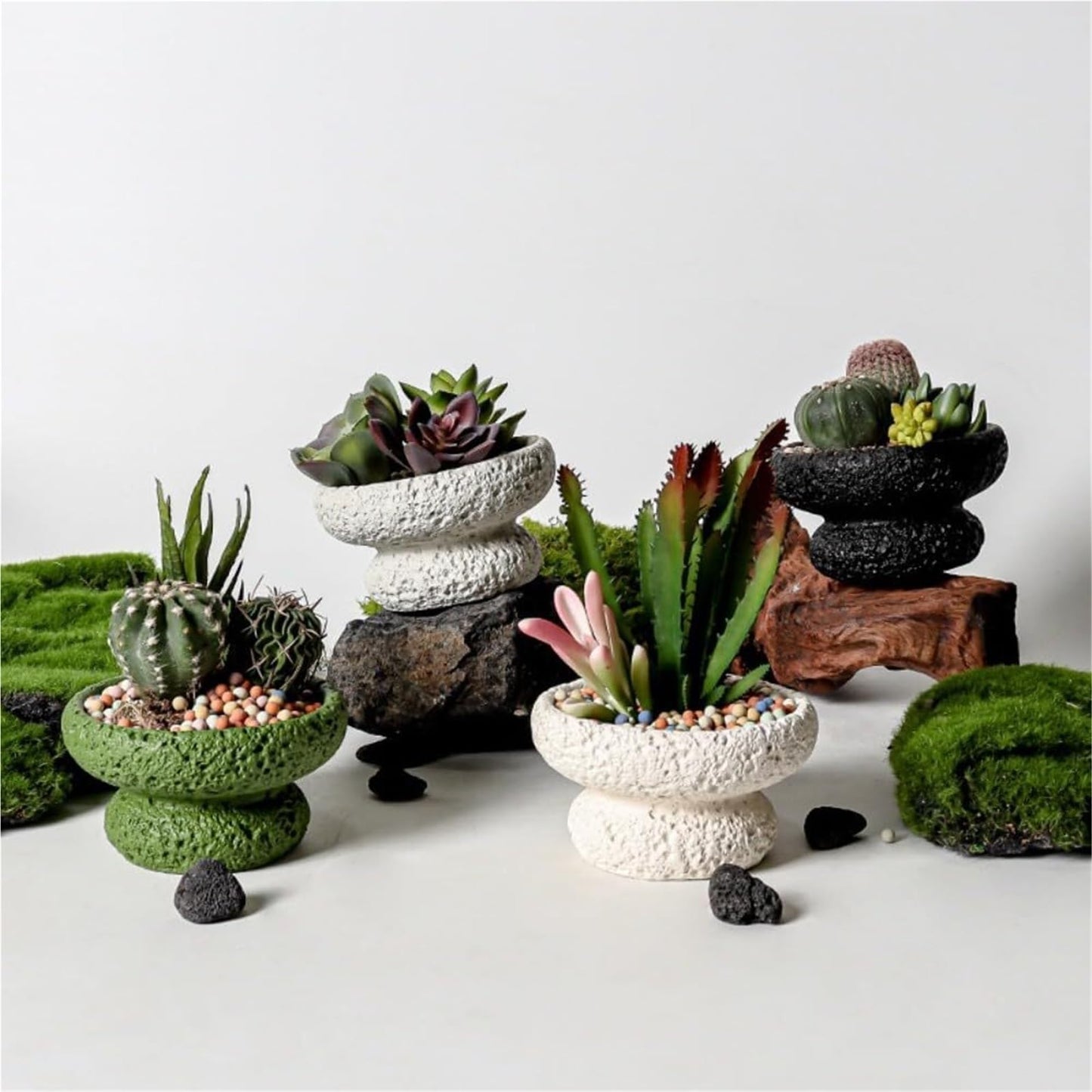 FXLTHIYBO Sleek Cement Creative Meteorite Pattern Flower Pot/Plants Flowers Bonsai Decoration Succulent for Indoor use(Purple,Large)