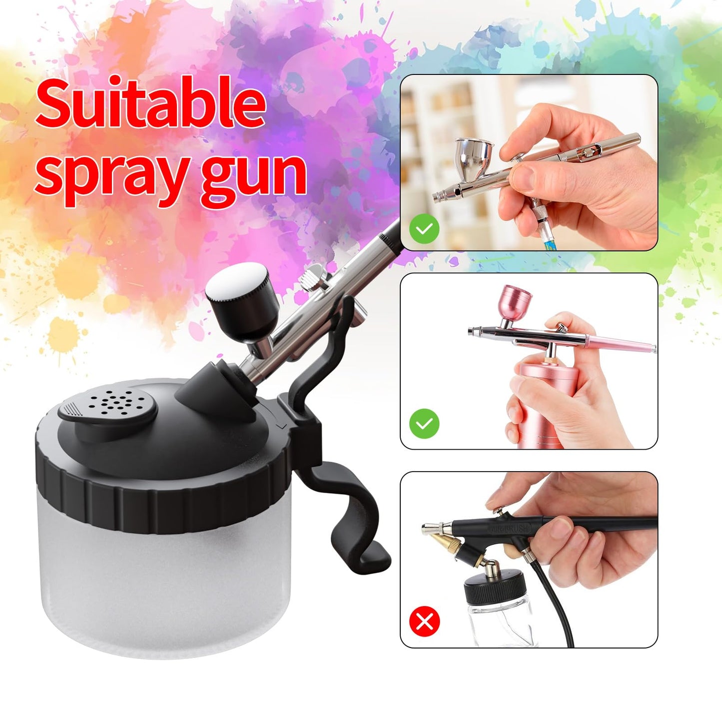 crpen Airbrush Kit with Brush Cleaner Solution Airbrush Cleaner Kit Airbrush Holder Stand Airbrush Cleaning Pot Airbrush Spray Cleaning Efficient Cleaning of Airbrushes (Black)