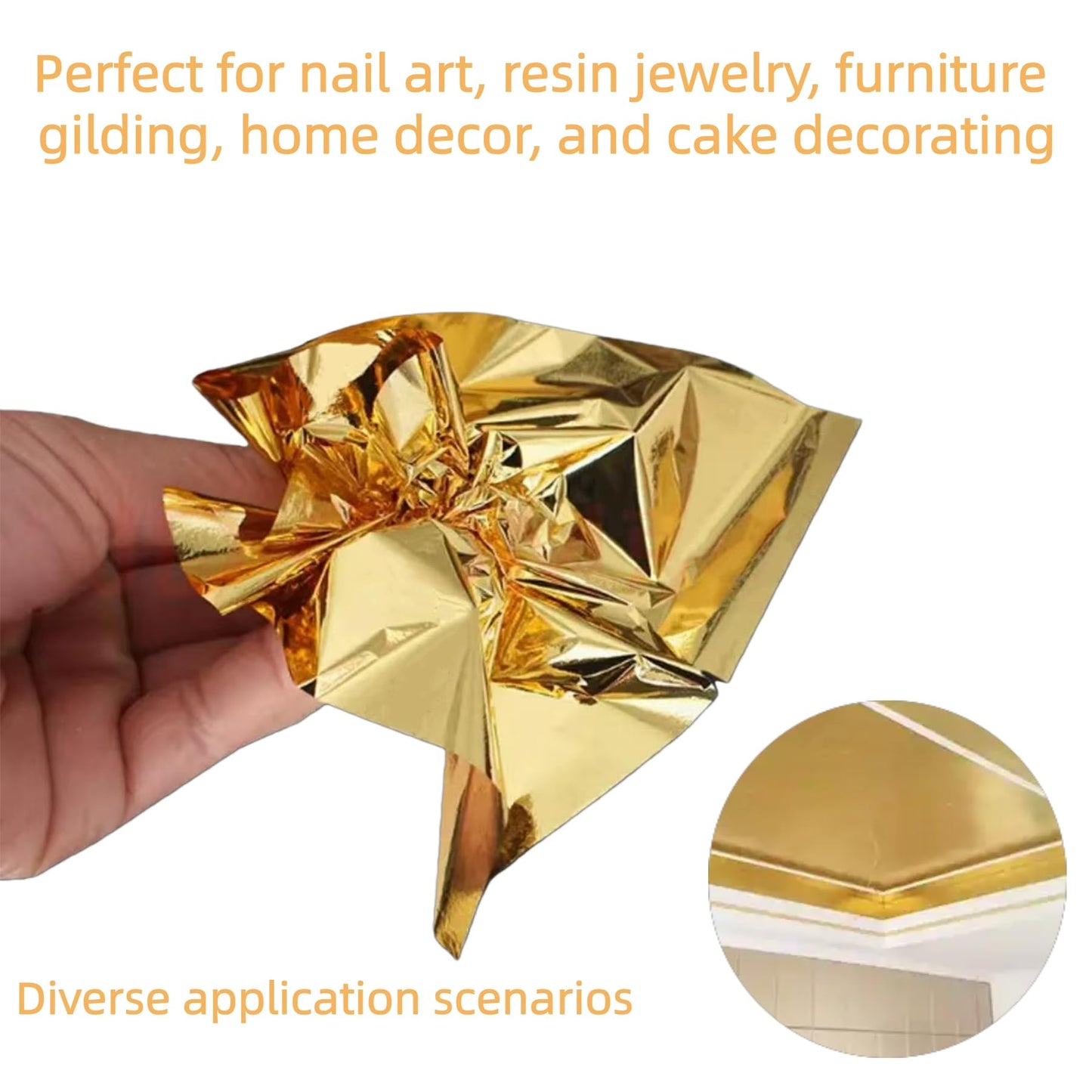 dshyuauoci 50 Sheets Gold Leaf, Premium 24K Gold Foil Sheets 3.15×3.15 Inches Craft Art Decoration Perfect for Decorating Cakes Art DIY Projects Nail Art Phone Cases Photo Frames Gold Plating