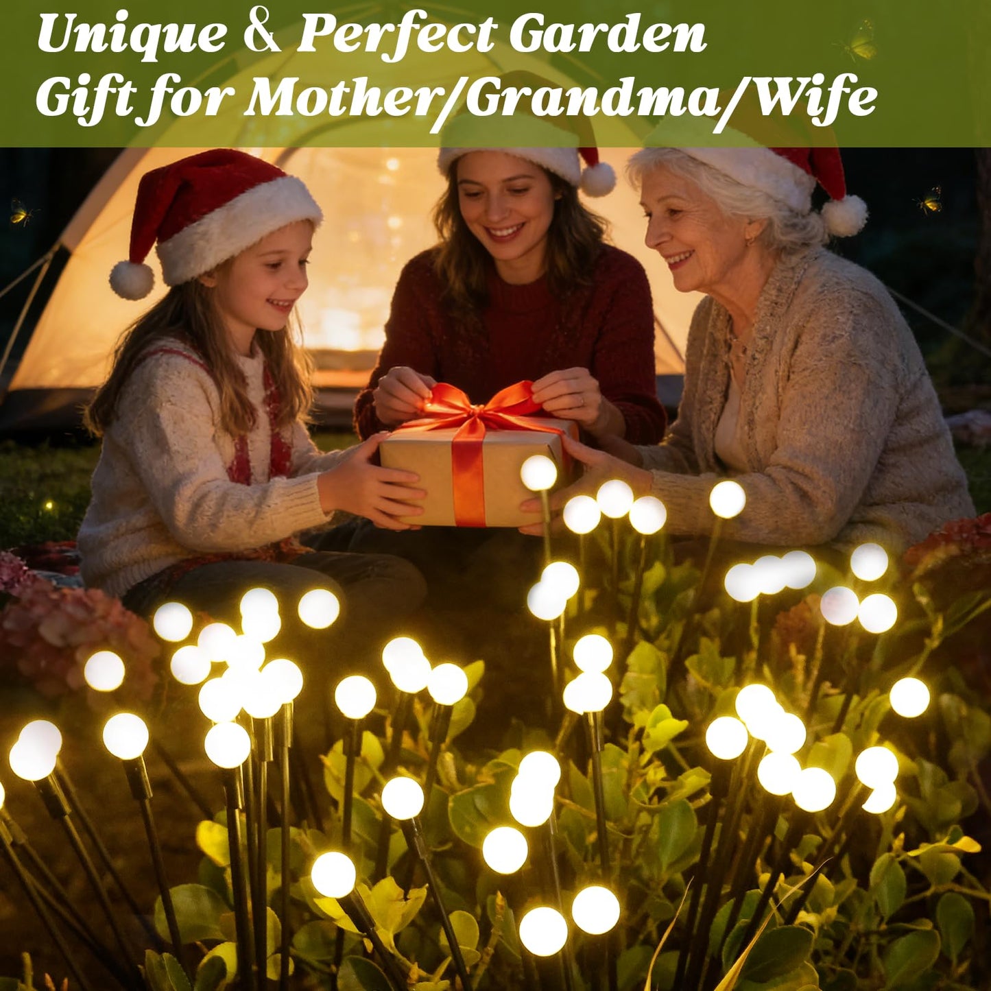 Veeydrut Solar Outdoor Firefly Lights Waterproof (6 Packs, 48 LEDs), 2 Modes Decorative Lighting, Solar Stake Lawn Swaying Lights, Unique Spring Garden Decor Gifts for Women