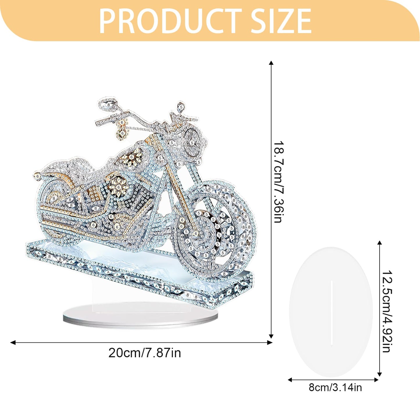 JISHSHAY Diamond Art Desk Ornaments Diamond Painting Desktop Decoration Gem Art Table Top Decorations Gem Painting Table Ornaments Mosaic Kits for Adults Desk Top Kits with Special Shape Motorbike