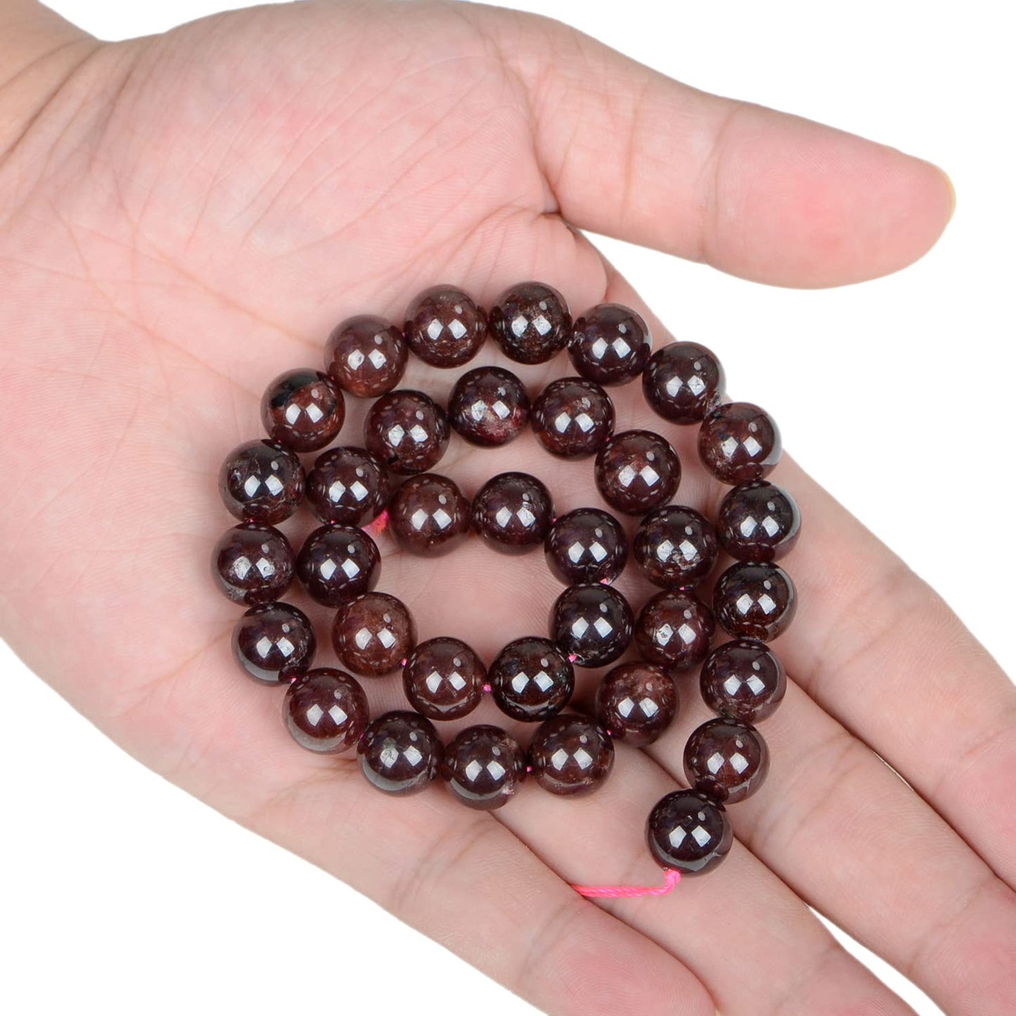 AD Beads Natural Gemstone Round Loose Beads 15" for Bracelet Necklace Earrings Jwelery Making Crafts DIY (10mm, Dark Red Garnet)