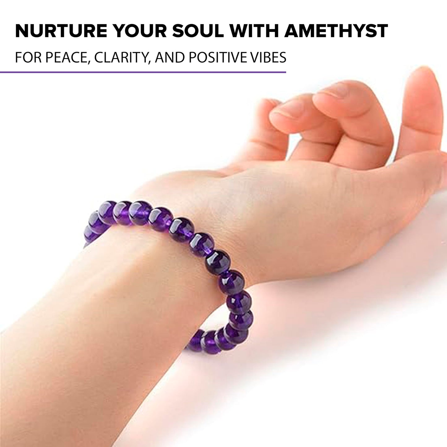Natural Amethyst Healing Bracelet – Handmade Gemstone Jewelry for Stress Relief, Protection, Spiritual Balance & Chakra Alignment – Spiritual Gift for Women & Men, Birthday & Special Occasions