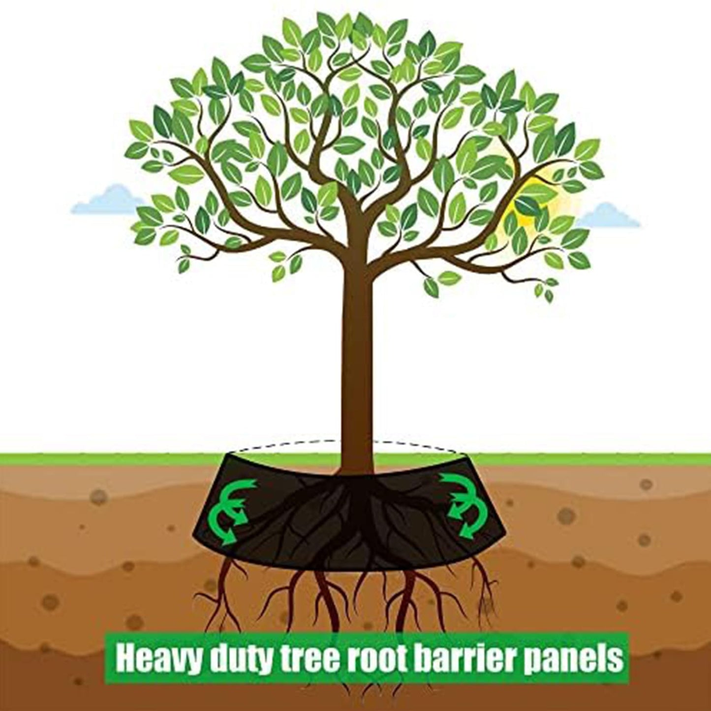 Joewuzun Tree Root Barrier 24in x 20ft x 60mil Tree Root Barrier Heavy Duty Bamboo Barrier Protects Sidewalks Roads and Driveways