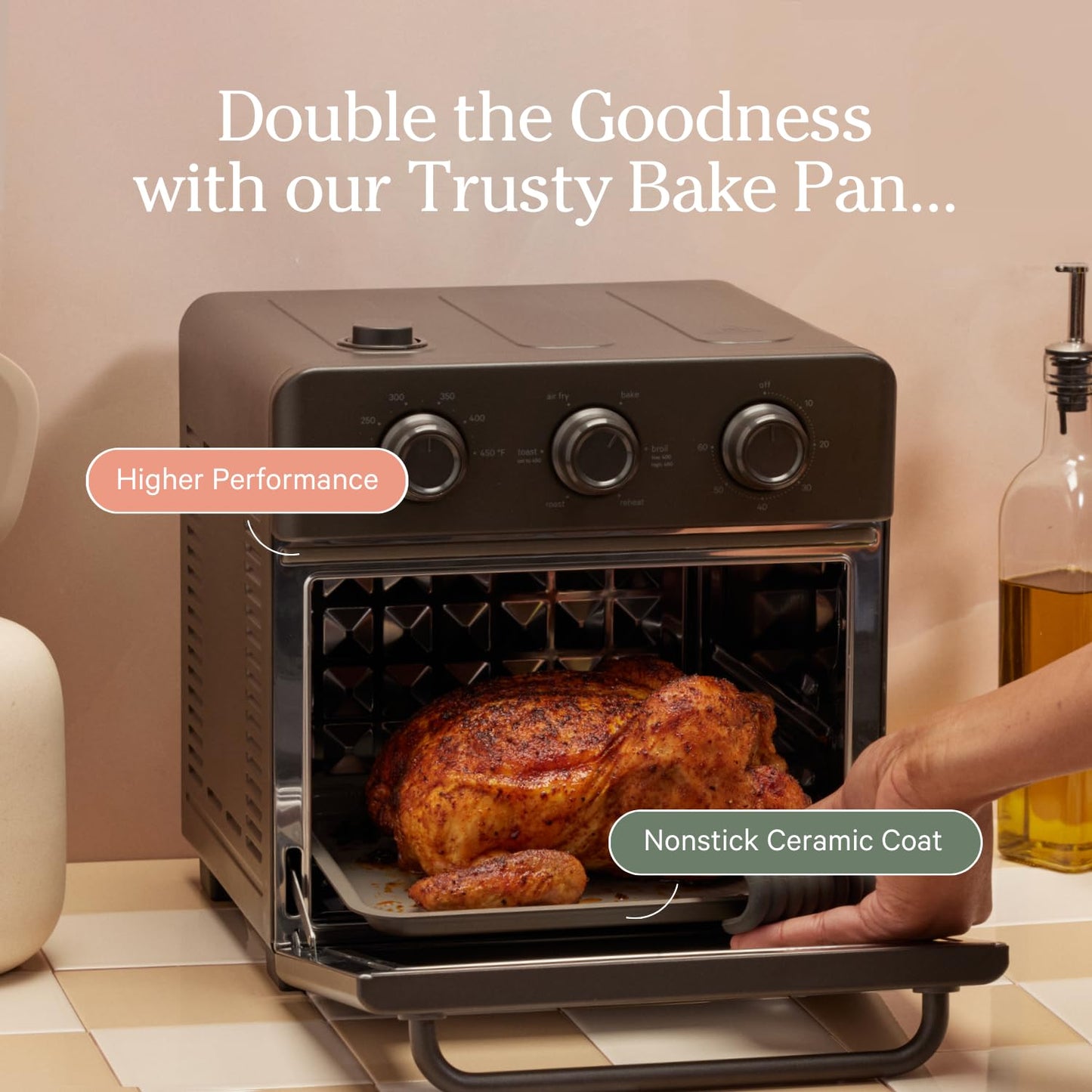 Our Place Wonder Oven Essentials Kit | Extra Air Fryer Basket & Nonstick Ceramic-Coated Bake Pan | Oven Safe, Eco-Friendly | Steam