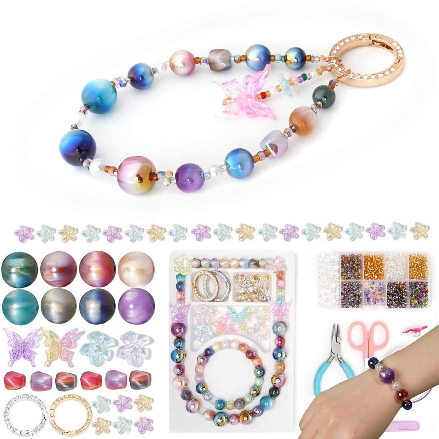 LuCastte Stellar Beading Designer Kit, Bracelet Making Kit for Beginner with Guide,1600pcs Beads for Bracelets Making, Jewelry Making Kit Premium Resin Beads Seed Beads, Art Kit Gift Travel DIY