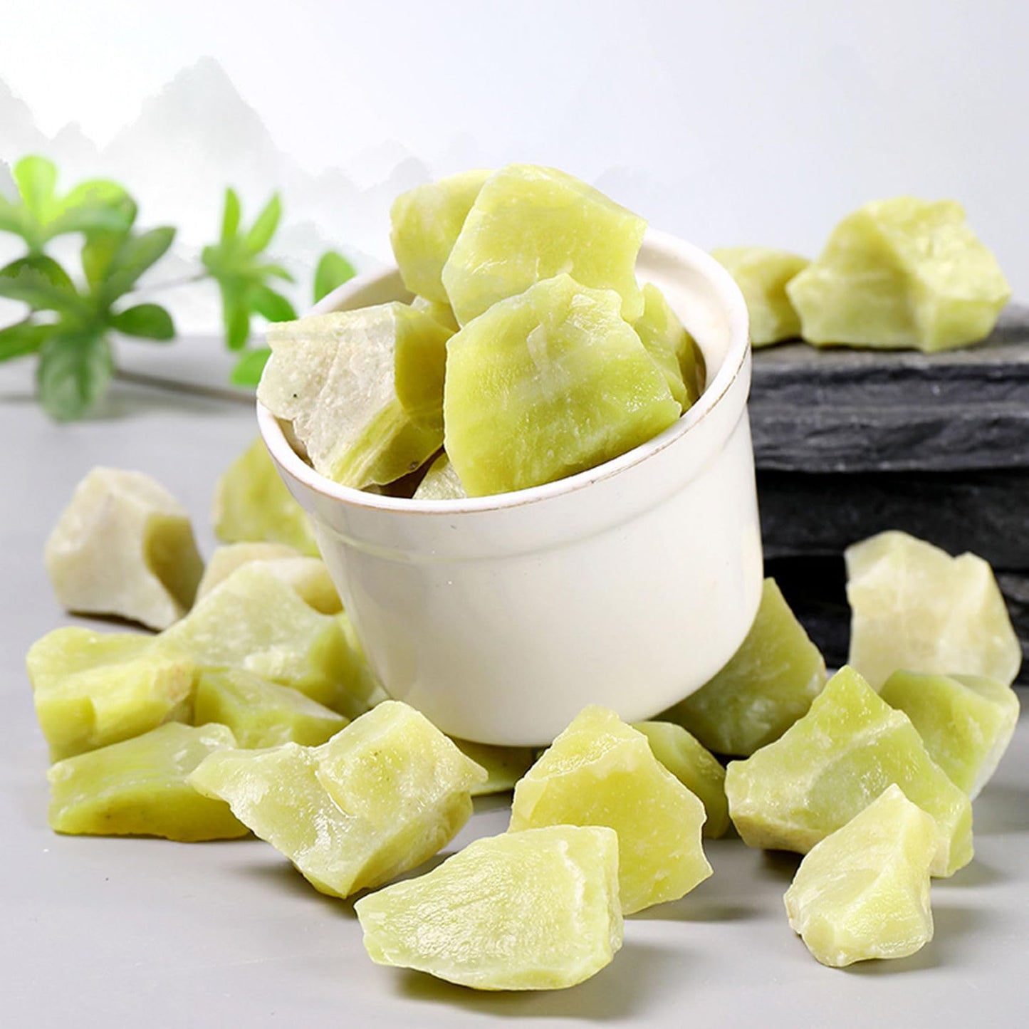 Lemon Jade Raw Crystals Healing Crystals Natural Rough Stones 1.2-2" for Tumbling, Fountain Rocks, Yoga, Meditation, Polishin, Gift 26