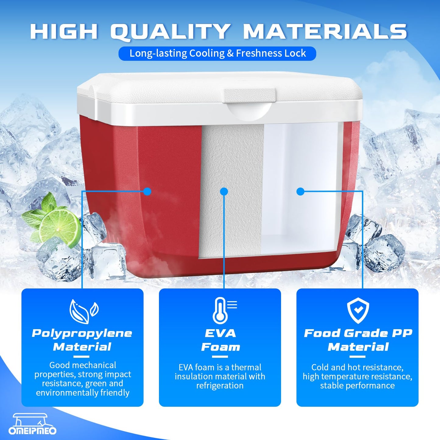 Upgrade 15L Golf Cart Cooler, Portable Golf Cart Ice Chest with Mounting Bracket, Ice Packs, 15 Quart Large Capacity Strong Insulation Ice Cooler Fits Club Car EZGO Yamaha (Red Golf Cart Cooler)