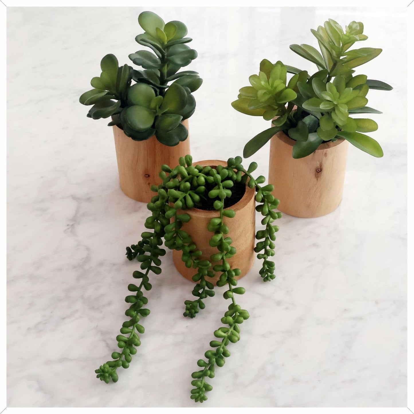 VINSUNI Artificial Succulents with Pots - Set of 3 Small Fake Plants for Aesthetic Room Decor - Realistic Mini Faux Greenery for Office Desk, Bookshelf, and Bathroom - Modern Home Accents