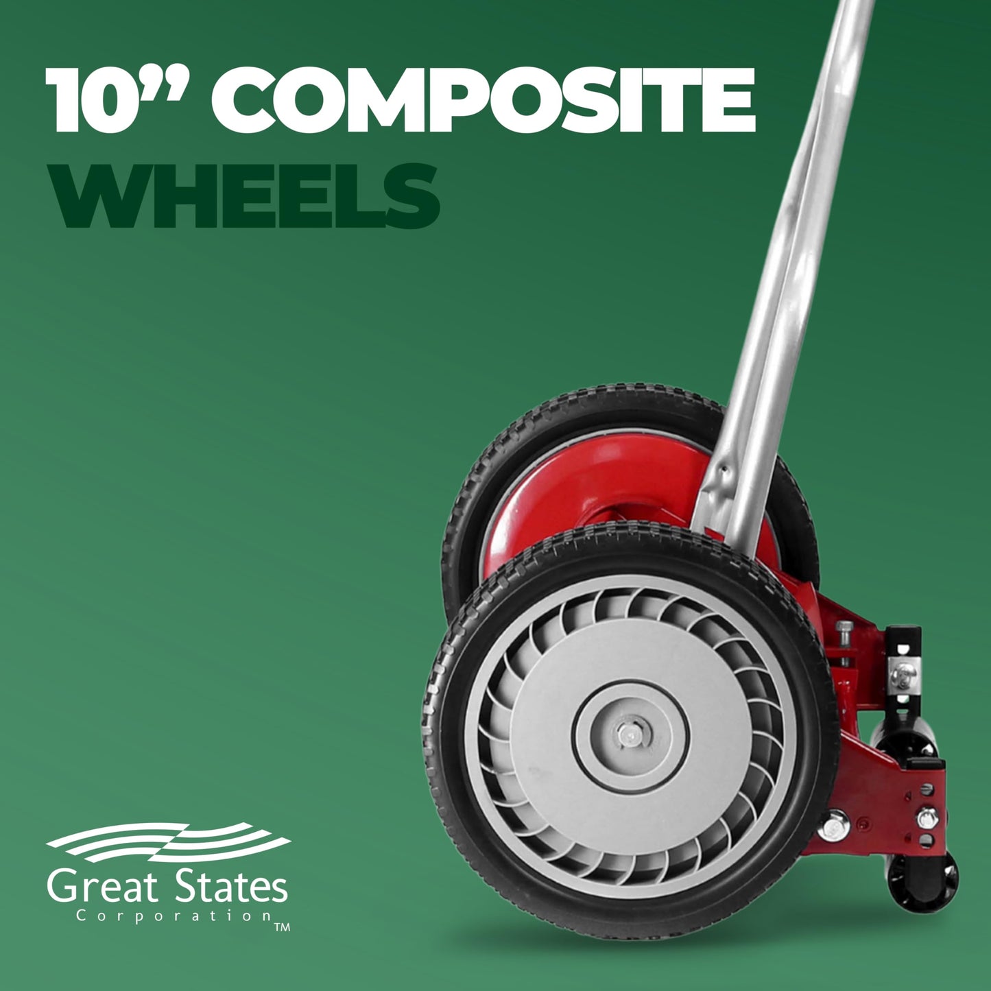 Great States 304-14 14-Inch 5-Blade Push Reel Lawn Mower, Red