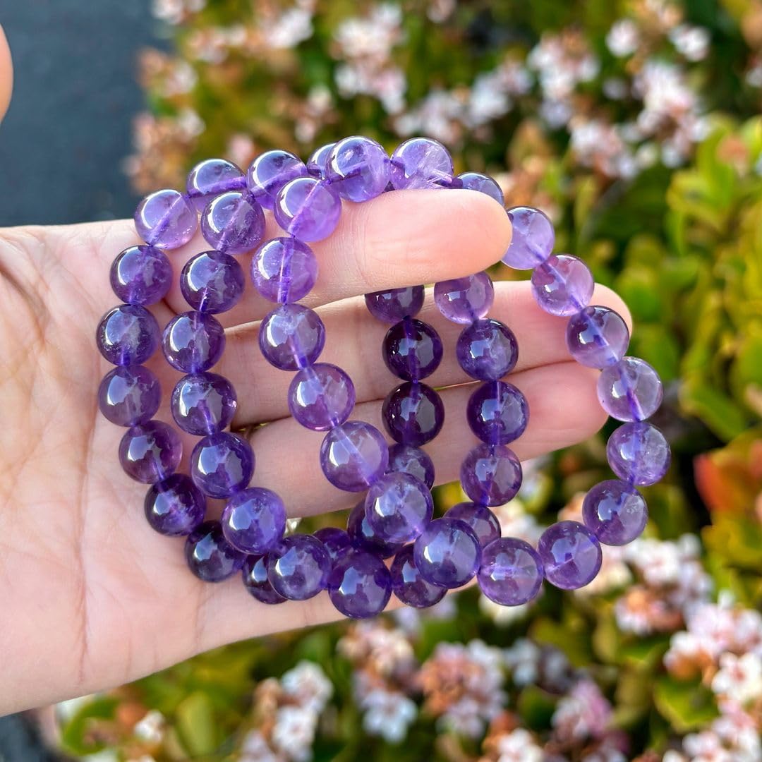 Adabele Real Natural Grade A Purple Amethyst Bracelet 8 inch Stretch Gemstone Beaded Bracelet Chakra Healing Crystal Stone Women Mom Gift (Unisex) GB10-C7
