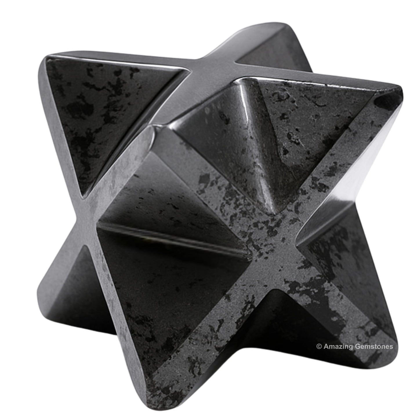 Amazing Gemstone Hematite Merkaba Crystal - 0.75 Inches Metaphysical Merkaba Star for Meditation - Energetic Tetrahedron Crystal and Healing Stones for Spiritual Growth and Healing (15-20mm)