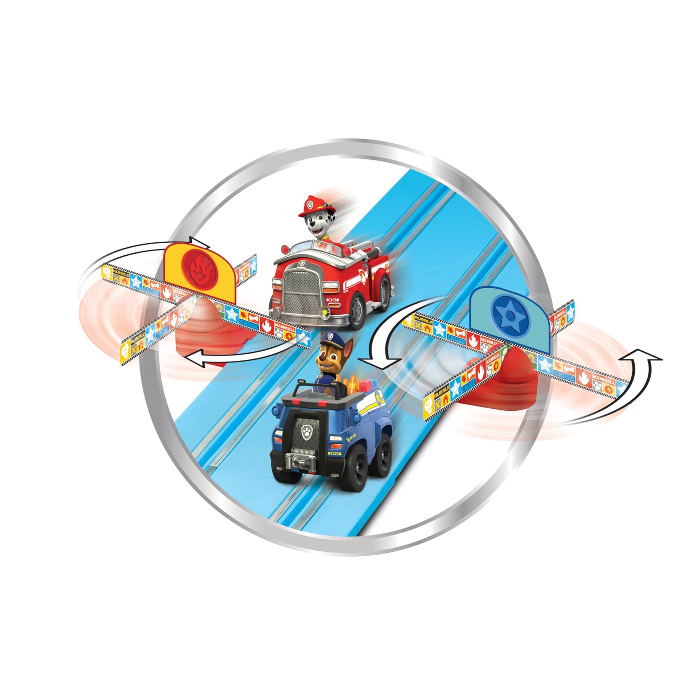 Carrera First PAW Patrol - On The Track Slot Car Race Track - Includes 2 Cars: Chase and Marshall - Battery-Powered Beginner Racing Set for Kids Ages 3 Years and Up