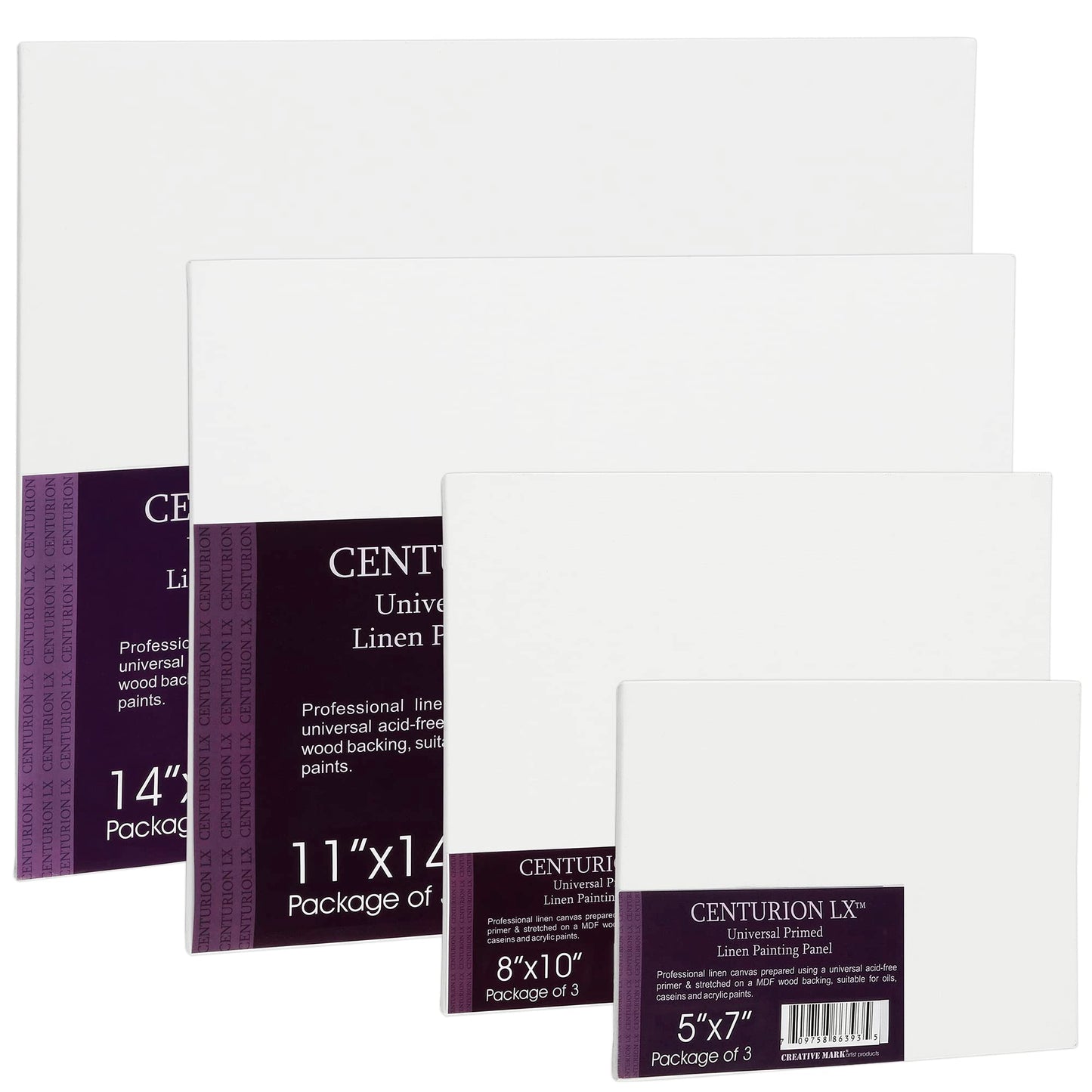 Centurion All-Media Primed Linen Panels - 16x20 3 Pack - 11oz Universal Primed Canvas Boards for Painting, Mounted on MDF Wood, Non-Warping, Ideal for Artists, Professionals, and Painters