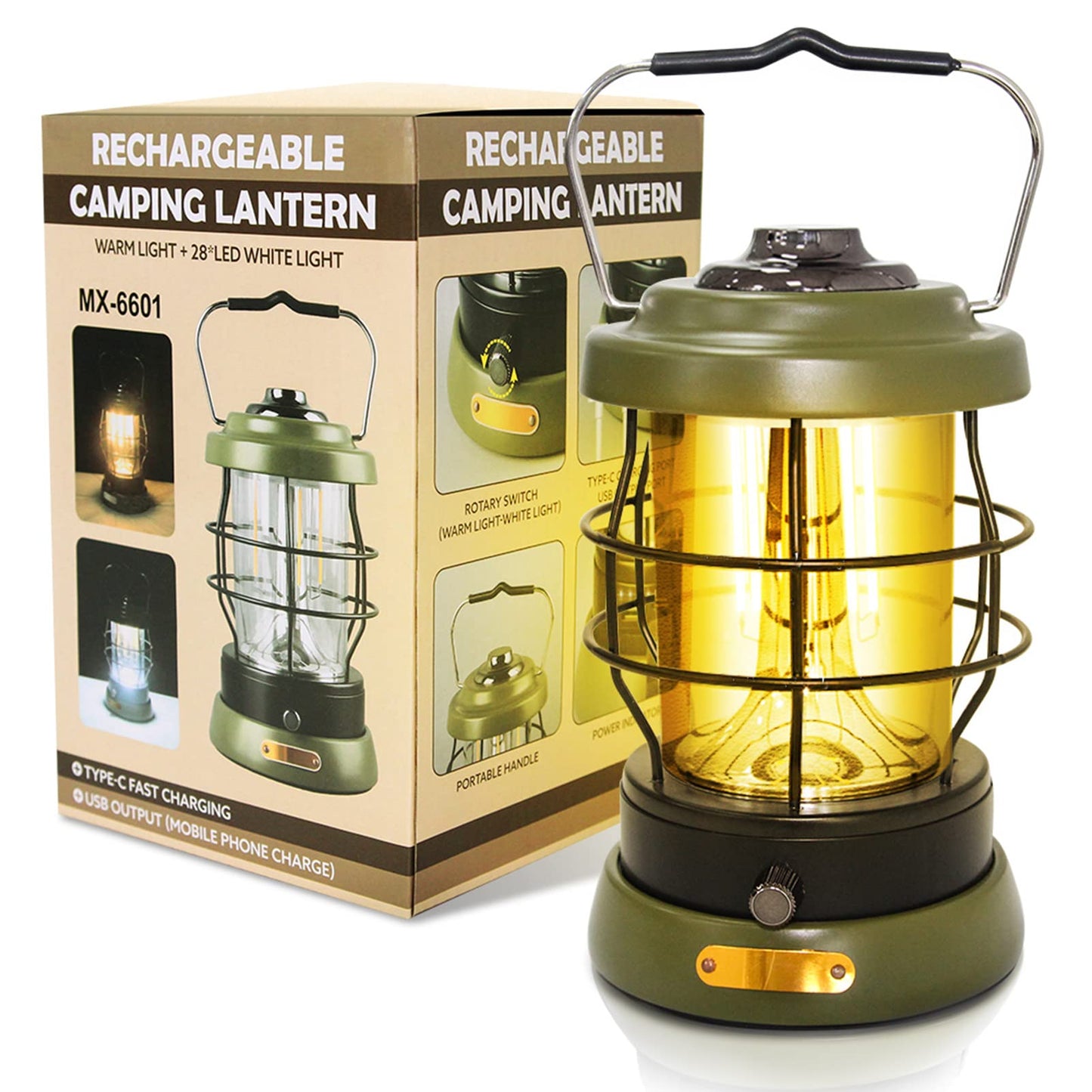 UniqueFire Rechargeable Camping Lantern 1500 High Lumens Hurricane Camp Light 2 Modes Portable Electric Tent Lamp Hands-Free Flashlight Lantern,5000 mAh Battery LED Lanterns for Power Outages