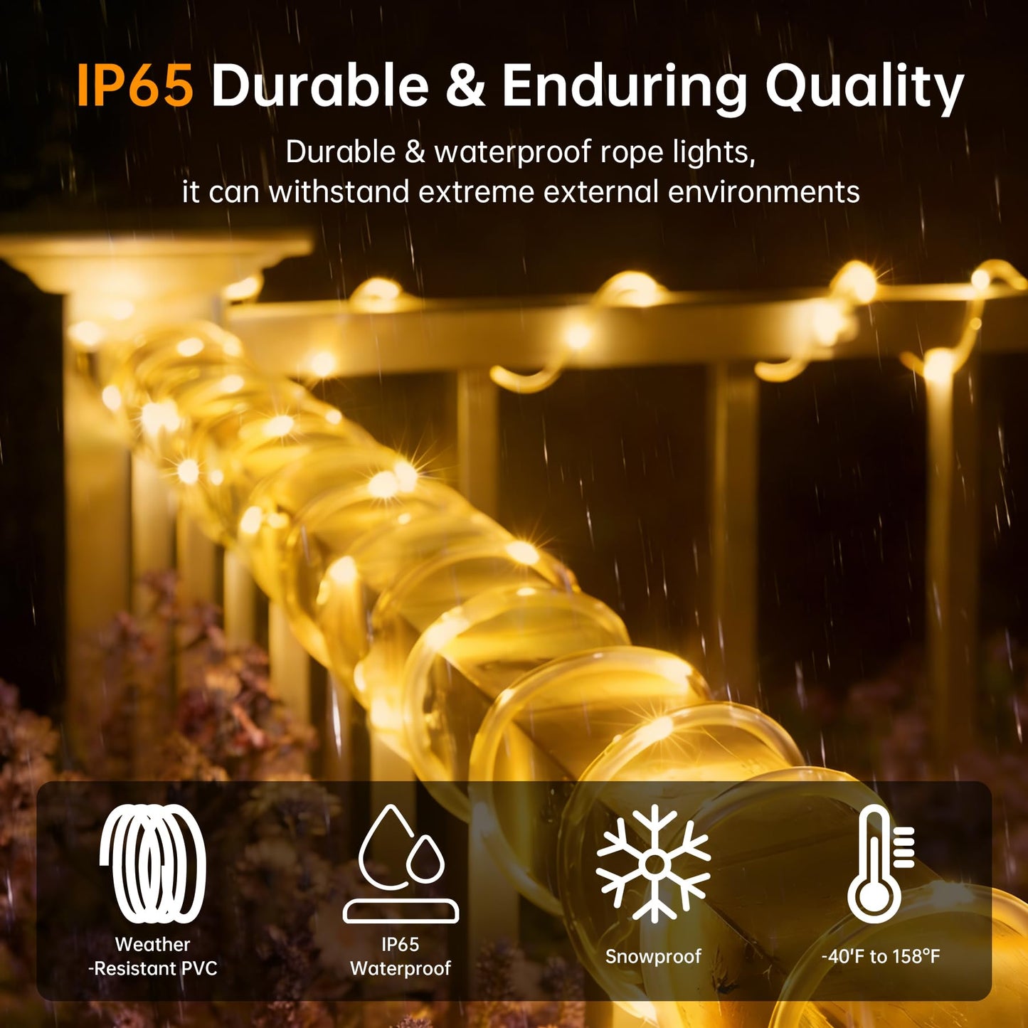 BANBANJO Solar Roep Lights for Outside, 2 Packs Total 66ft 200 LED Solar String Light with 8 Modes, Waterproof Solar Outdoor Light for Patio Garden Party Tree Proch Pool Holiday Xmas Decor-Warm White