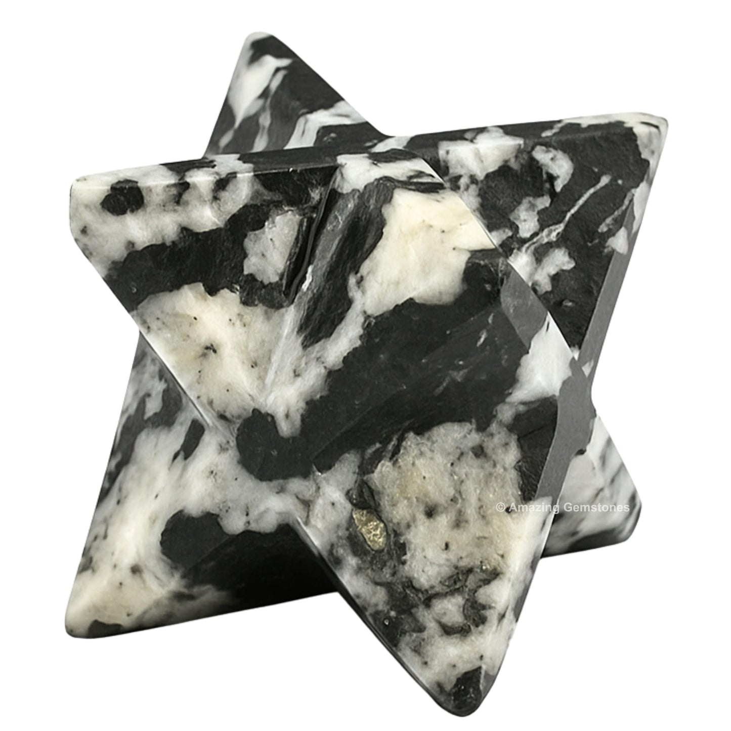 Amazing Gemstone Black & White Tourmaline - 0.75 Inches Metaphysical Merkaba Star for Meditation - Energetic Tetrahedron Crystal and Healing Stones for Spiritual Growth and Healing (15-20mm)