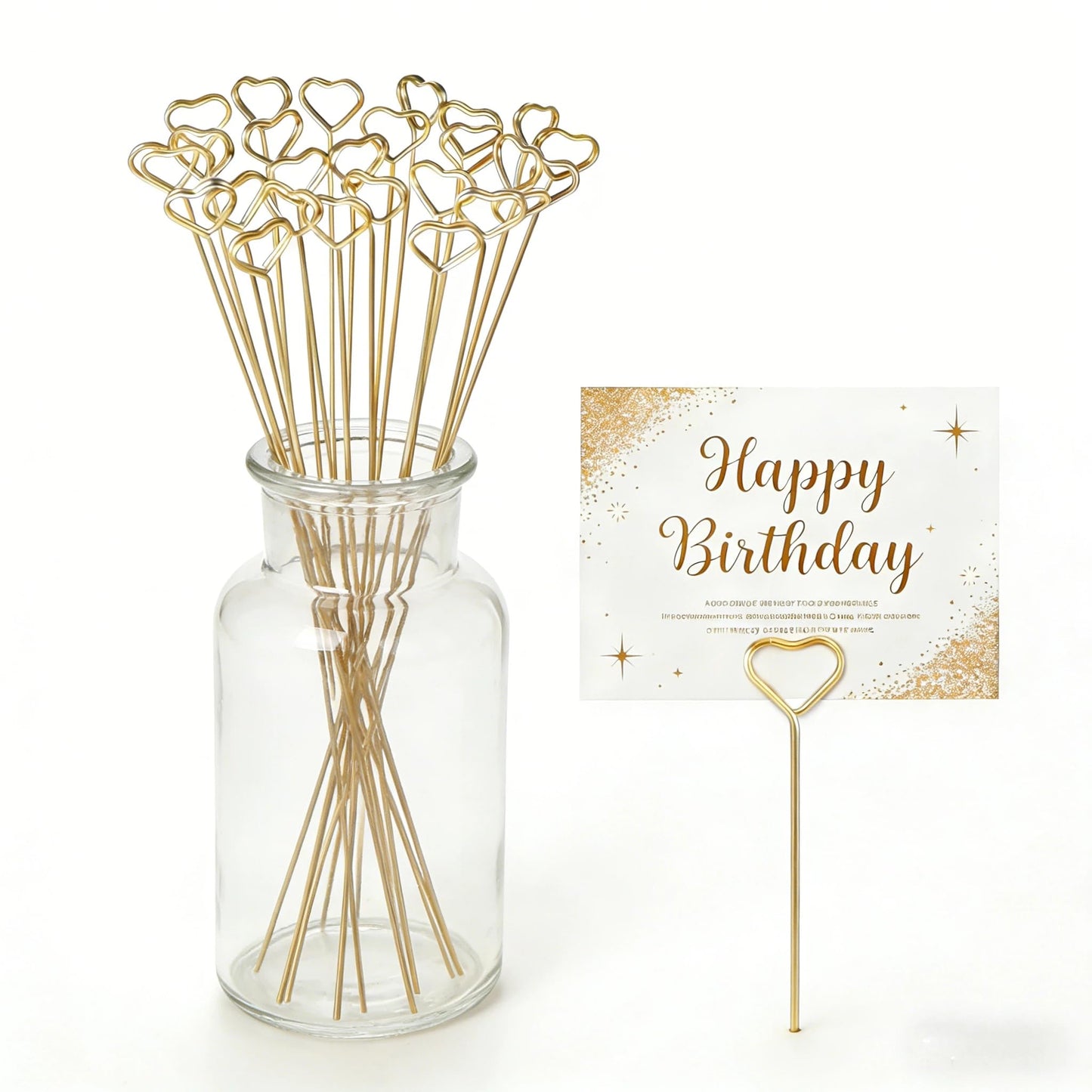 HauLife Metal Wire Floral Picks, 50 Pcs Thickened Picture Sticks for Centerpieces, Photo Picks Card Holder for Weddings, Parties, Kitchen & Office Decor