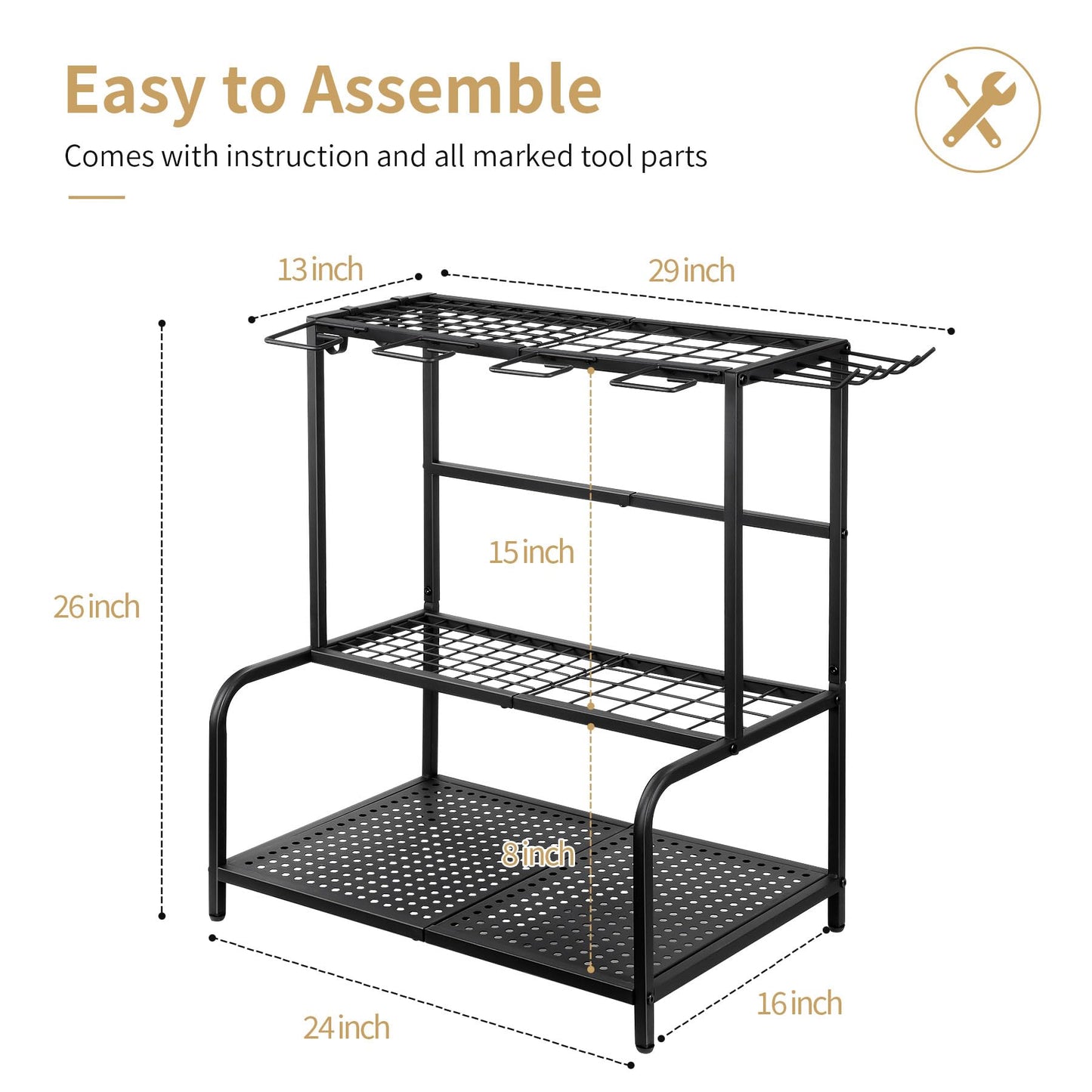 NovaNoka Garden Tool Organizer, Large Yard Tool Tower Rack for Garage Organization and Storage, Gardening Tool Stand for Shed or Outdoor, Metal Garden Tool Holder Up to 78 Tools, Shovel, Rake, Black