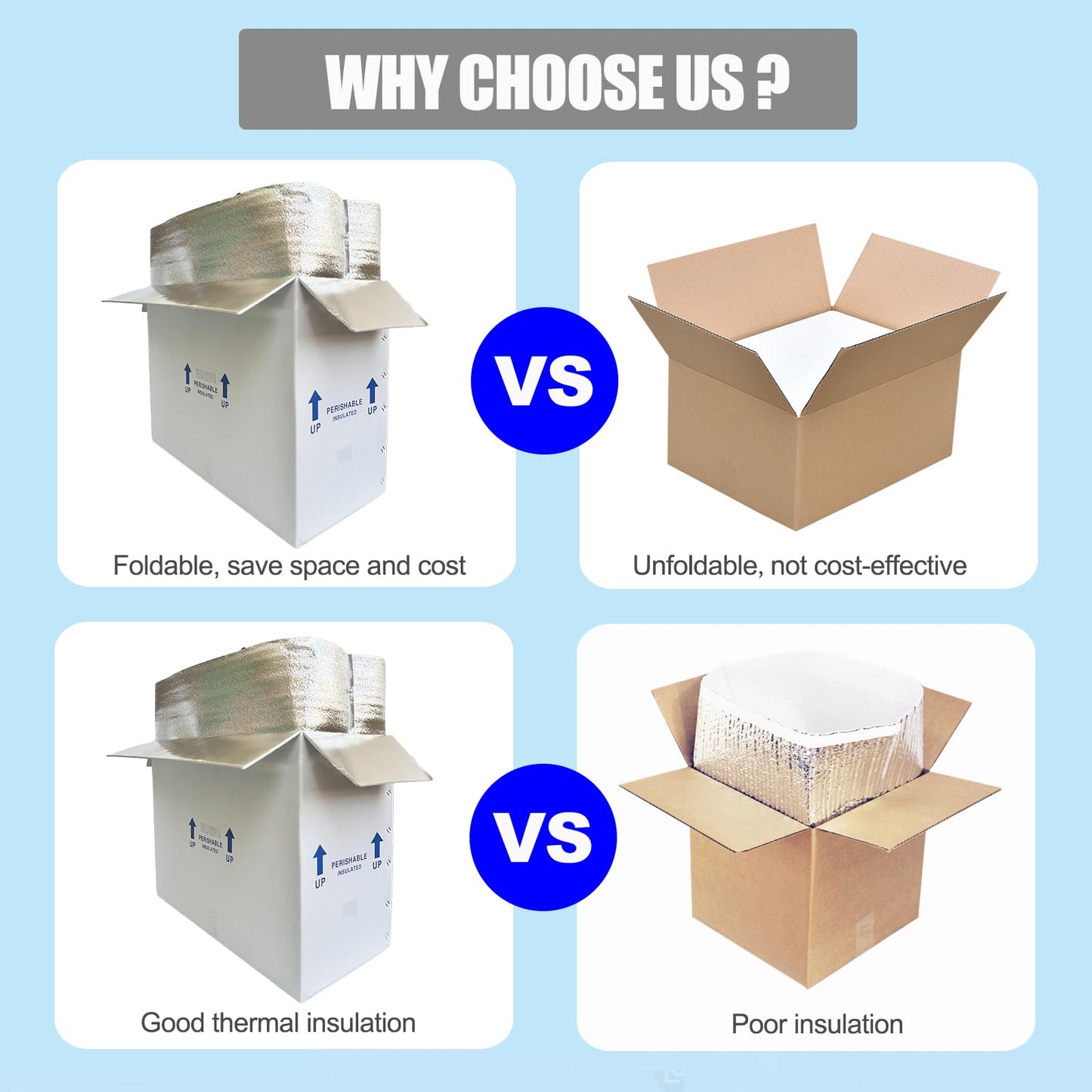 26x11x19" Insulated Shipping Box for Frozen Food, 4 Pack Cold Shipping Boxes Reusable Perishable Shipper Cooler Box for Mailing Double, Insulated Carton with Aluminum Foil Insulated Bag Liner