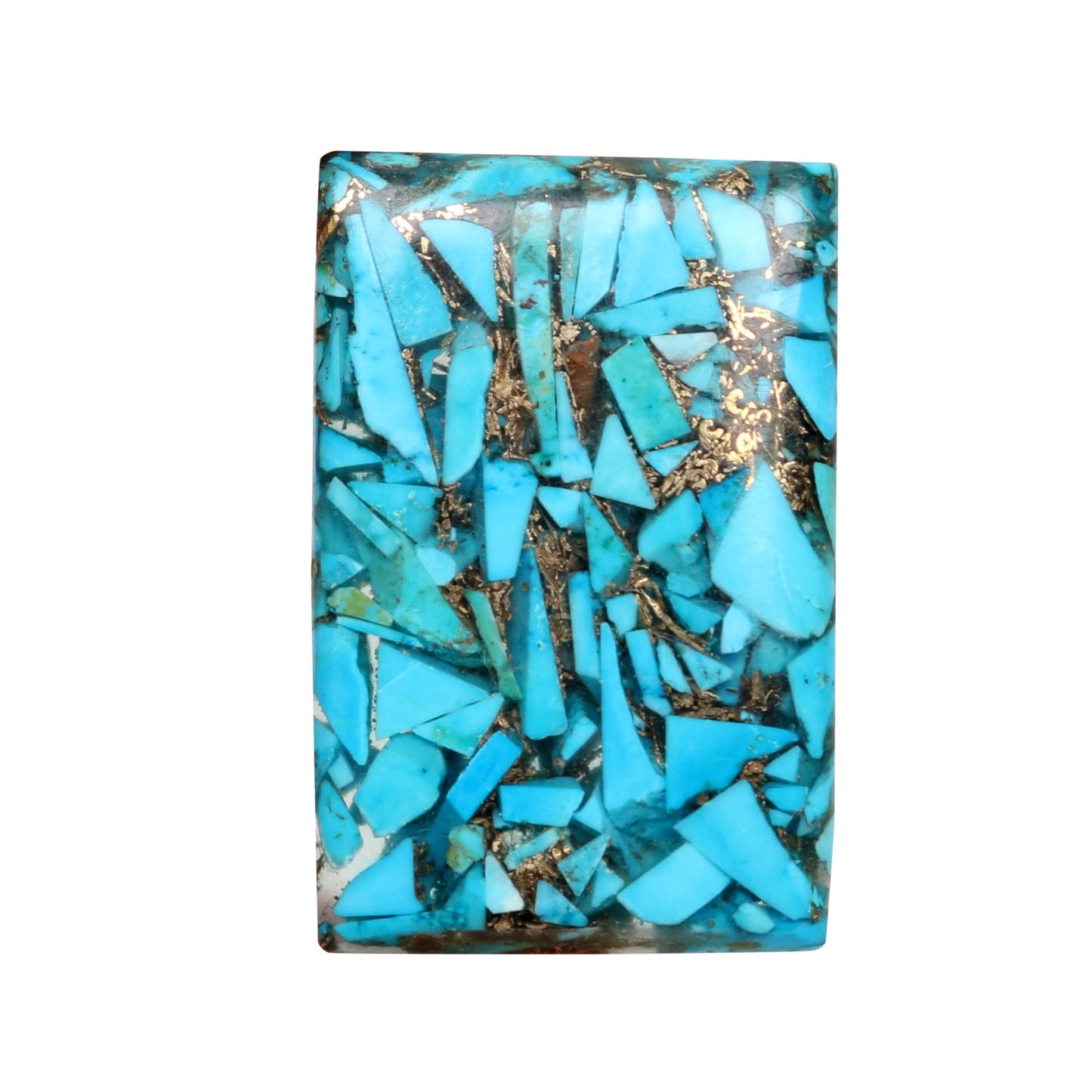 REAL-GEMS 35.3 Ct. Shiny Copper Turquoise Natural Emerald Cut Loose Gemstone For Jewelry