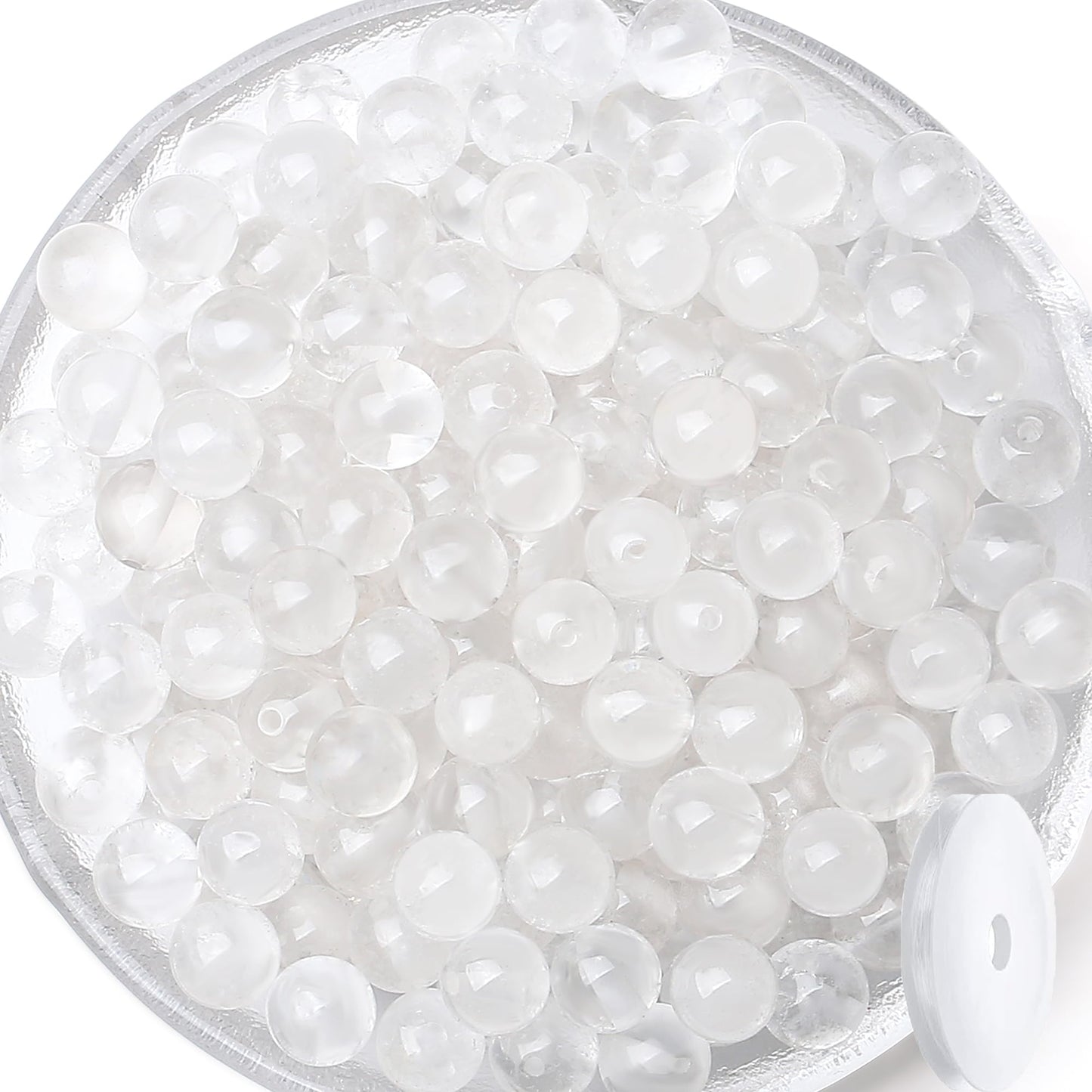 QINJIEJIE 60PCS Clear Crystal Beads 8mm Natural Stone Beads Round Loose Gemstone Bead for Bracelet Beading Crystal Jewelry Making DIY Necklace Earrings 0.32"