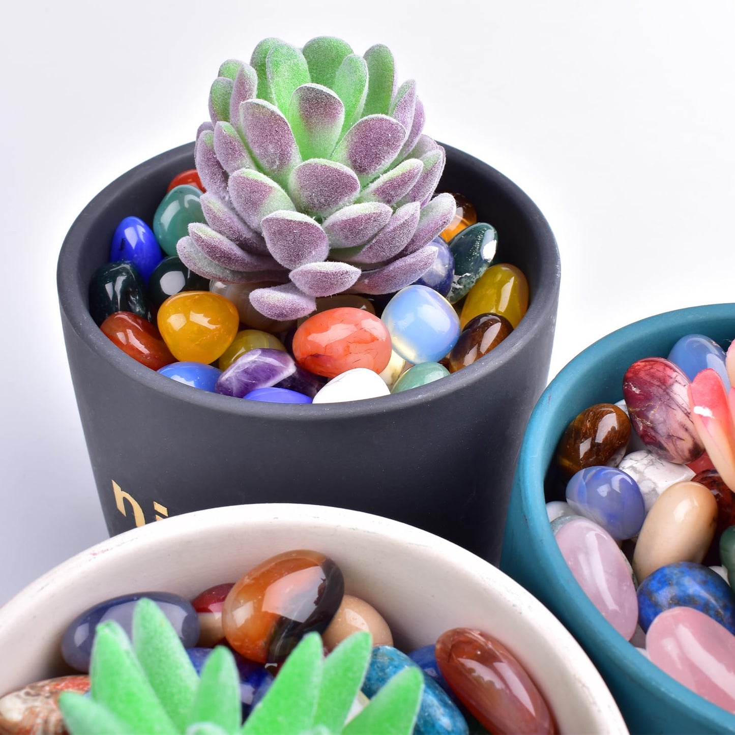 SigMntun Unakite Healing Crystal Stone Set - 24 Pieces, 0.6" Natural & Polished Stones for Healing, Meditation, Reiki, Chakra, Crafting & Decoration