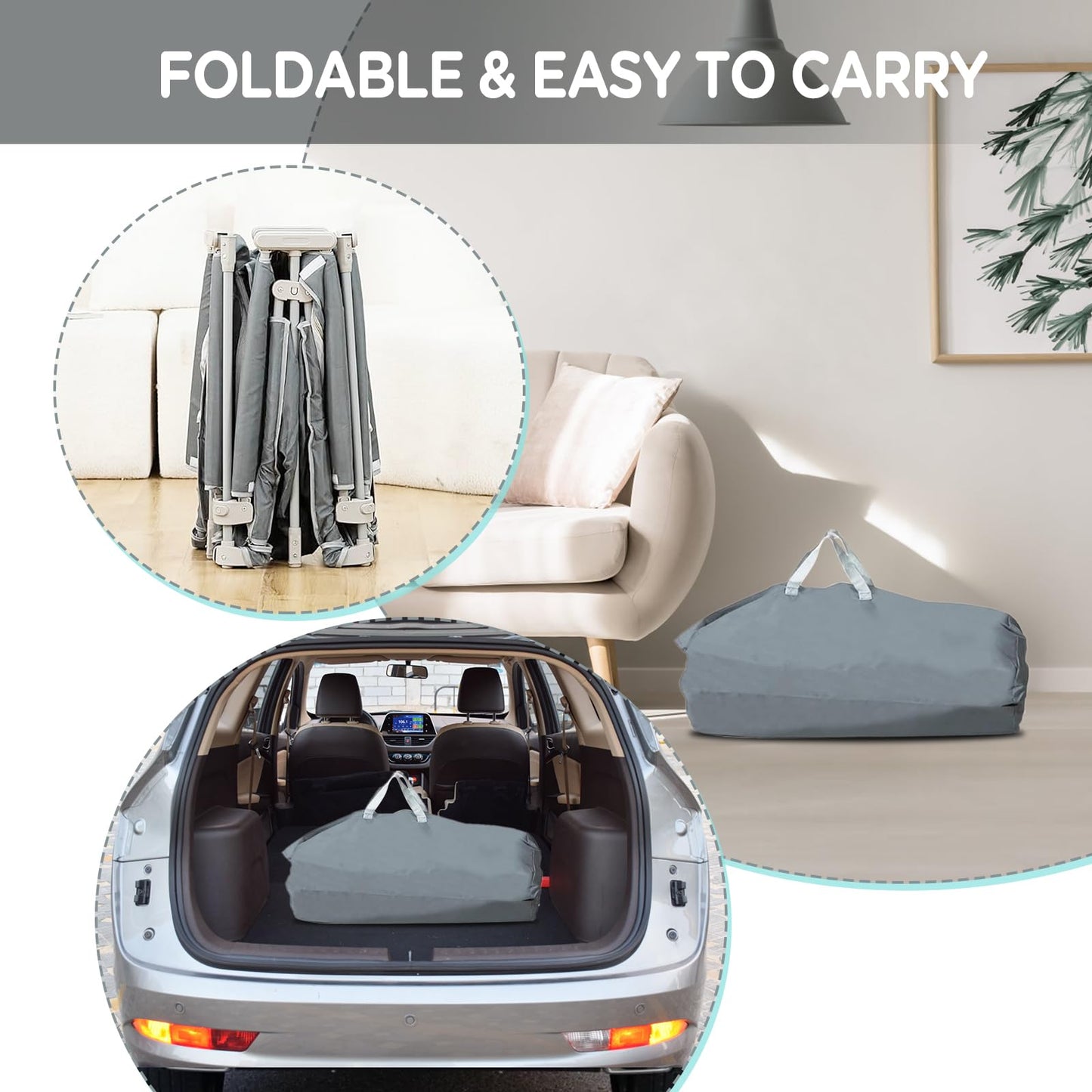 CAPAKIDS Foldable Baby Playpen 59"×71", Out-of-The-Box Ready Playpen for Babies and Toddlers, Portable Play Yard with Breathable Mesh & Gates, Storage Bag & 4 Handlers for Indoor & Outdoor