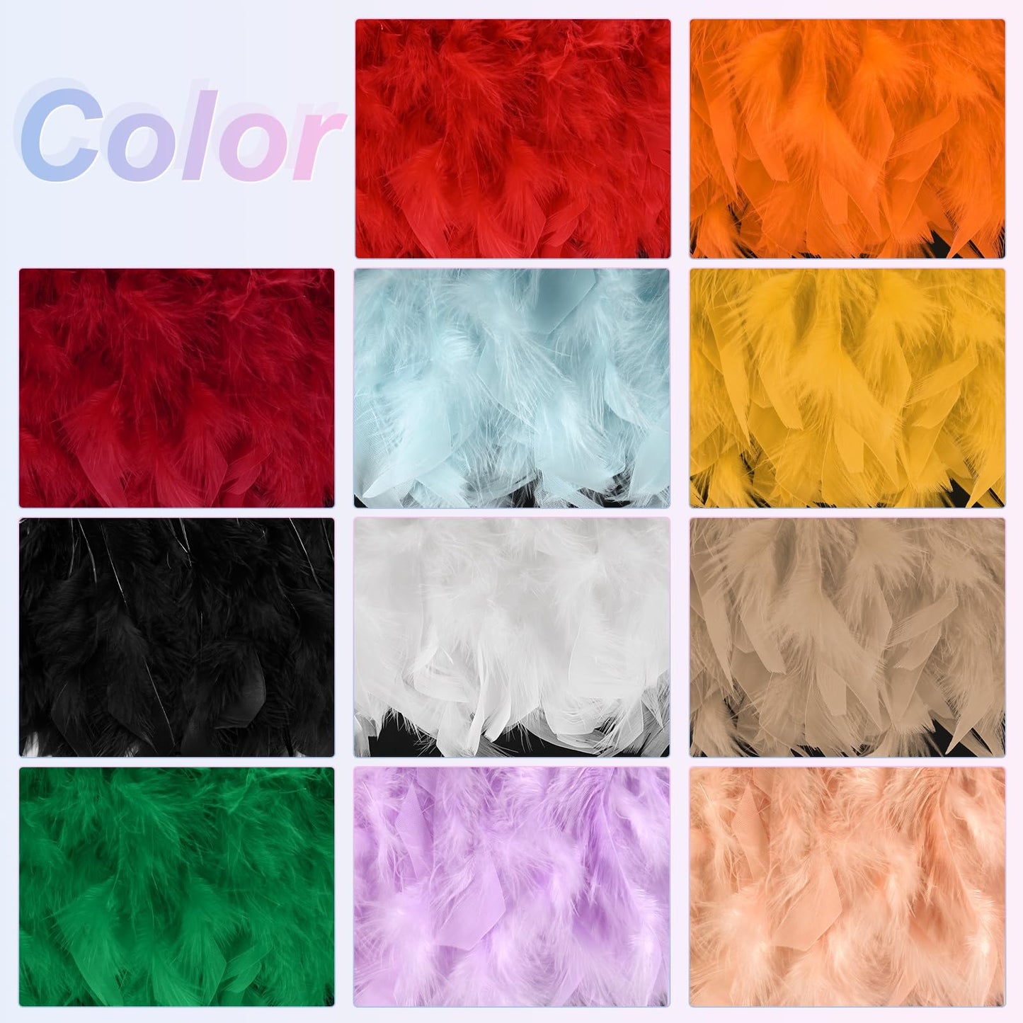 M METERXITY 2-Pack Turkey Feather Trim Fringe, 2 Yards 4-6" Natural Fluffy Feather Trim for Crafting/DIY Sewing/Party Clothing/Wedding Dress Decoration/Dream Catcher [Light Blue]