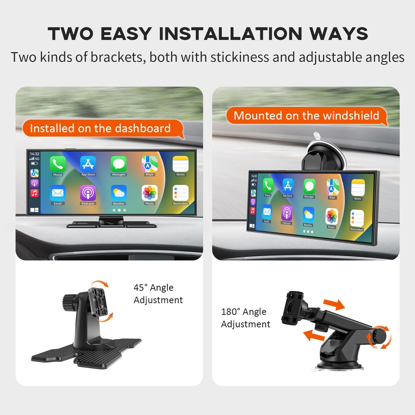 Largest 11.5" Portable Apple Carplay Screen for Car, 4K Wireless Car Play & Android Auto, Upgrade Touchscreen with Dash Cam, App Control/Loop Recording/Backup Camera/Mirror Link/GPS/FM