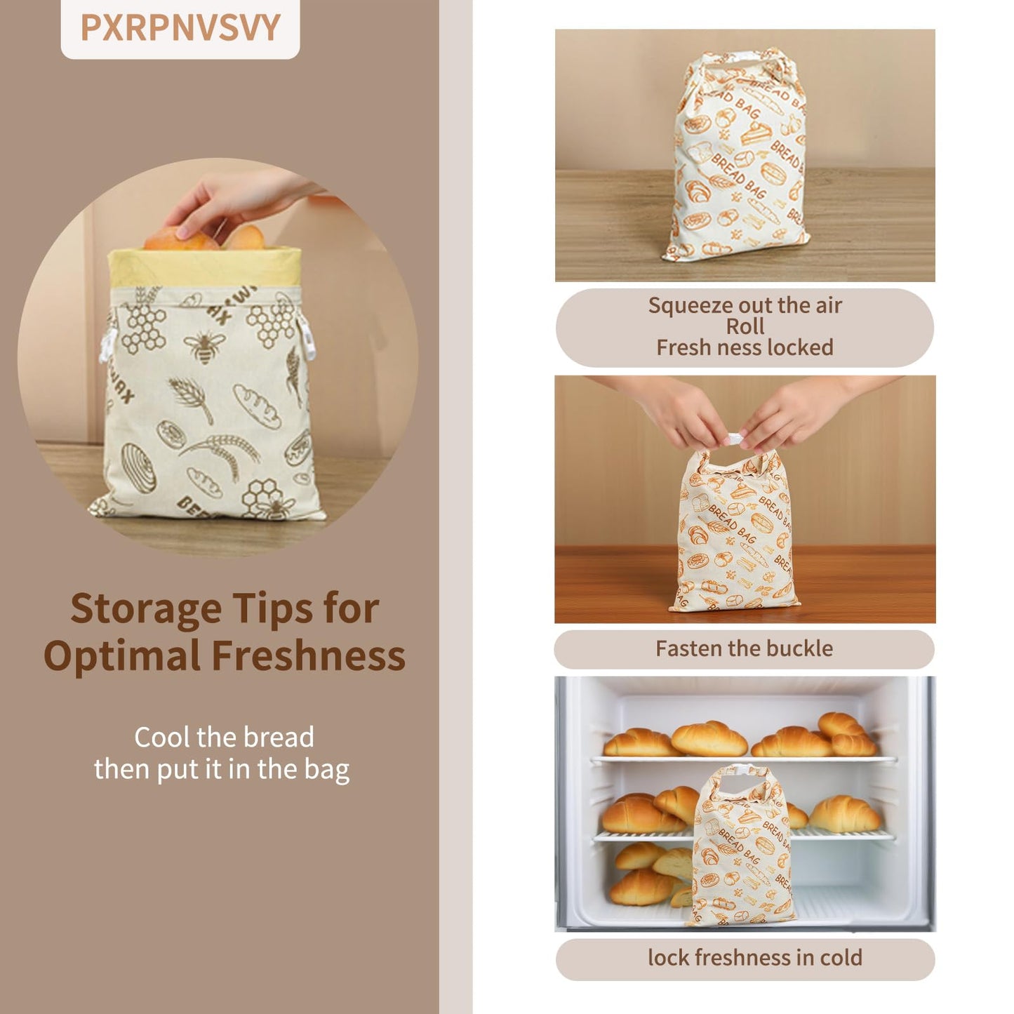 2-PACK Beeswax Bread Bag - Reusable Food Wrapor Homemade Sourdough Loaf,to Keep Fresh Fridge-Safe Beeswax Perfect for Cheese, Fruits Washable & Sustainable Alternative to Plastic
