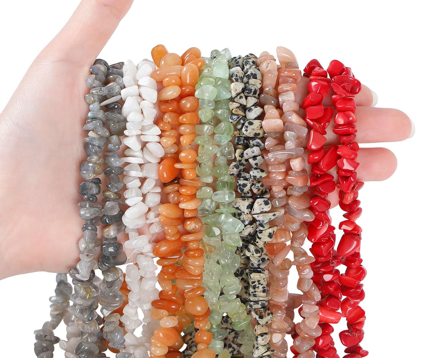 LAIDANLA Red Coral 400pcs Natural Chip Stone Beads 5-8mm Healing Crystal Irregular Gemstones Drilled DIY Loose Rocks Bead Crystal for Bracelet Earrings Necklace Jewelry Making Crafting