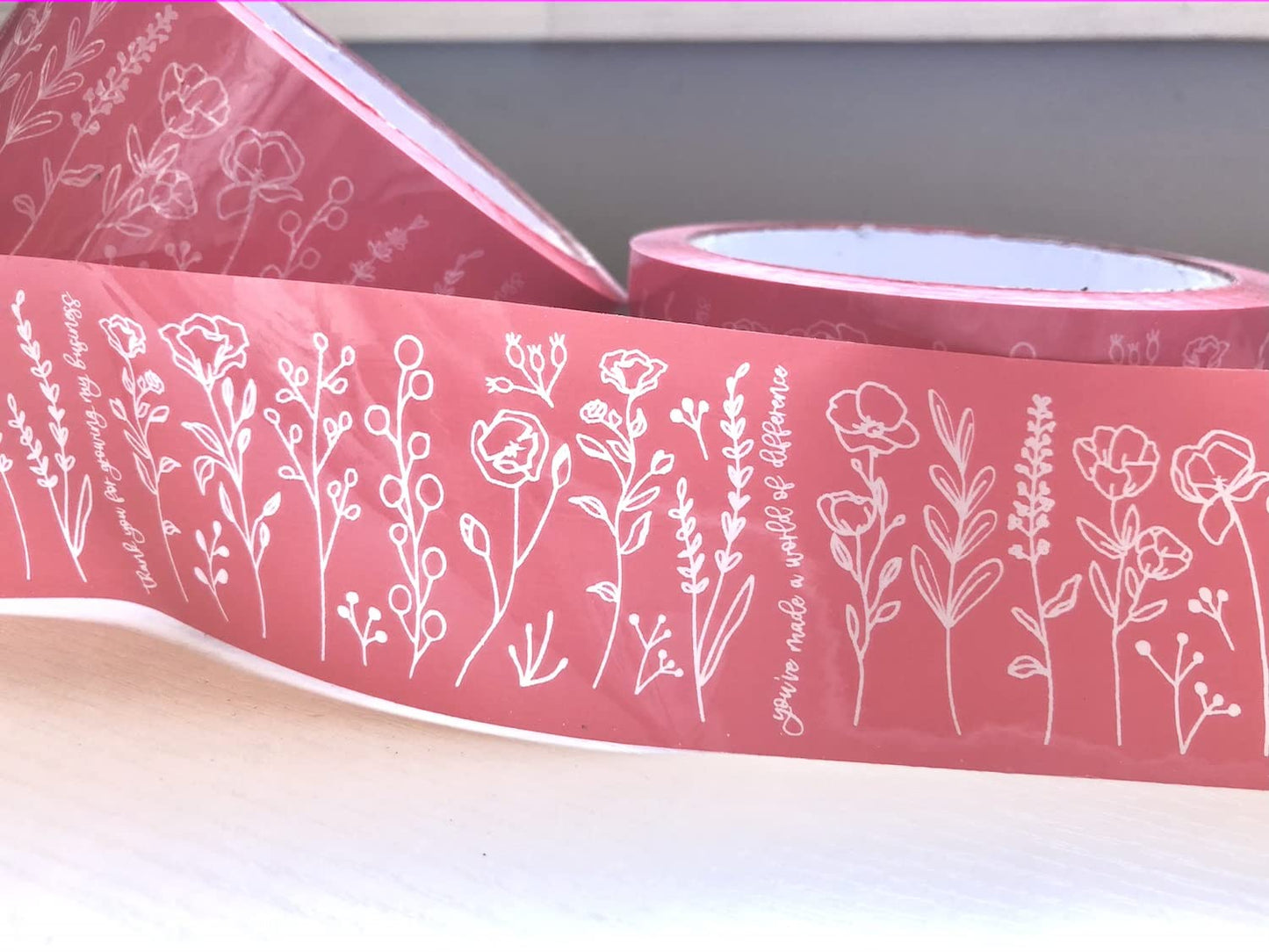 The Farming Artist Mailed It Designer Pink Floral© Small Business Packing Tape - Pretty Packaging Tape for Shipping - Set of 2-2" x 55 Yds Each, 110 Yds Total (Pink, 55 Yd 2 Rolls)