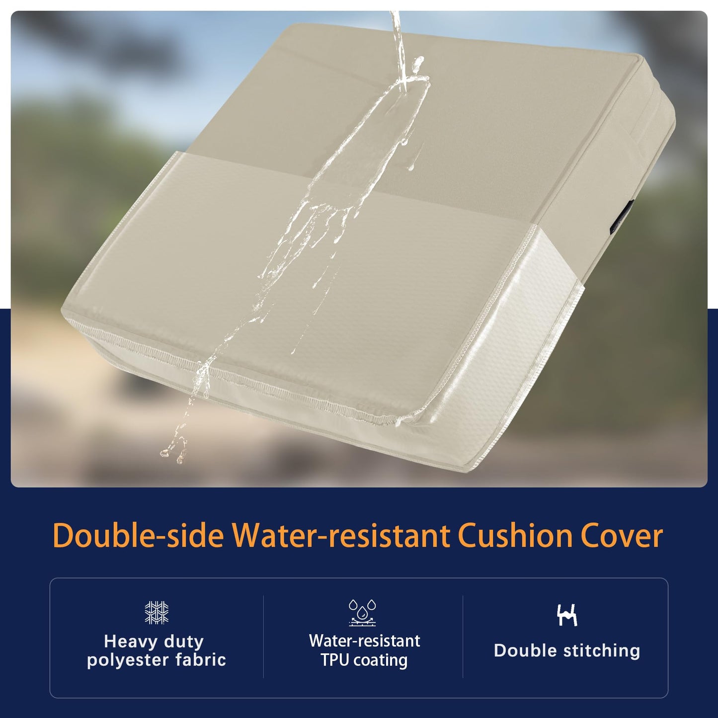 Favoyard Outdoor Seat Cushion Set 24 x 24 Inch Water-Resistant & Fade-Resistant Patio Furniture Cushions with Removable Cover Deep Seat & Back Cushion with Tie Straps for Chair Sofa